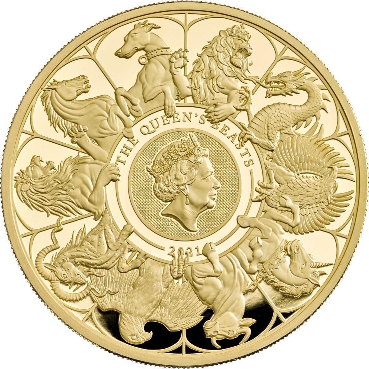 1000 Pounds - Elizabeth II The Queen's Beasts Completer; Gold Proof reverse