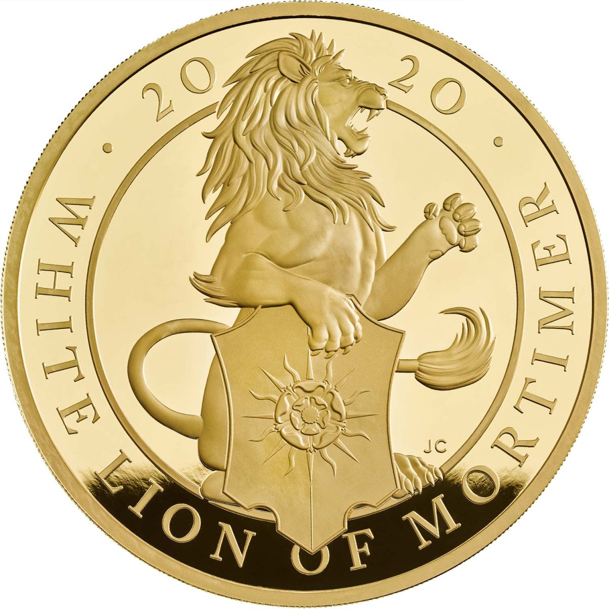 1000 Pounds - Elizabeth II White Lion of Mortimer; Gold Proof reverse