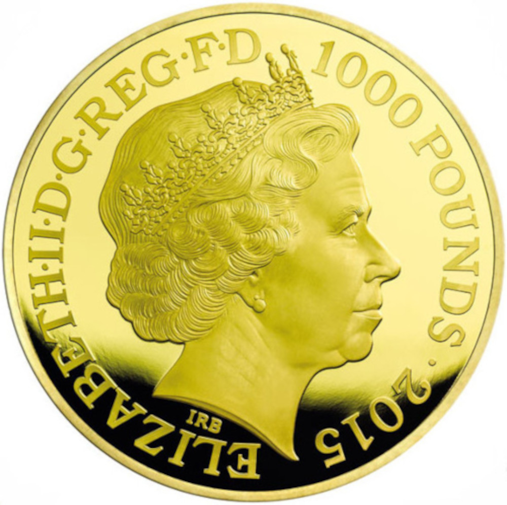 1000 Pounds - Elizabeth II Winston Churchill; Gold Proof obverse