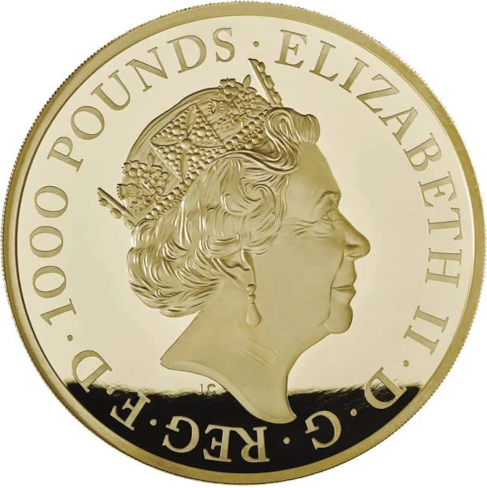 1000 Pounds - Elizabeth II Year of the Dog; Gold Proof obverse