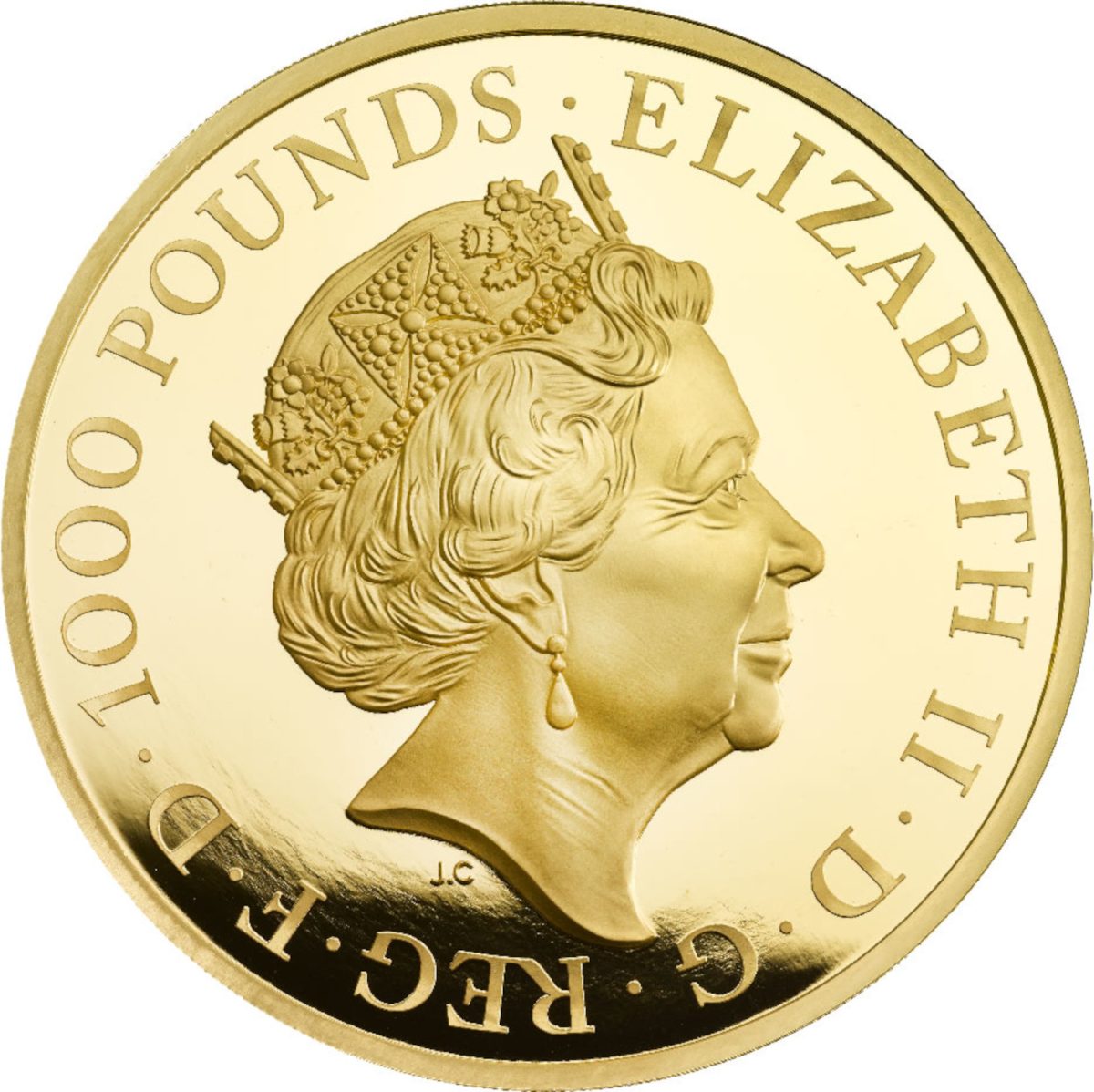 1000 Pounds - Elizabeth II Year of the Monkey; Gold Proof obverse