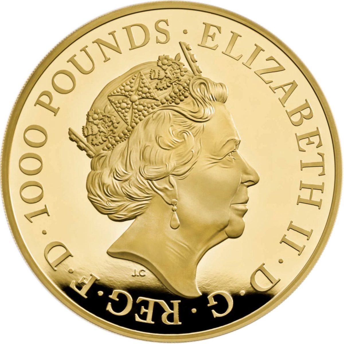 1000 Pounds - Elizabeth II Year of the Tiger; Gold Proof obverse