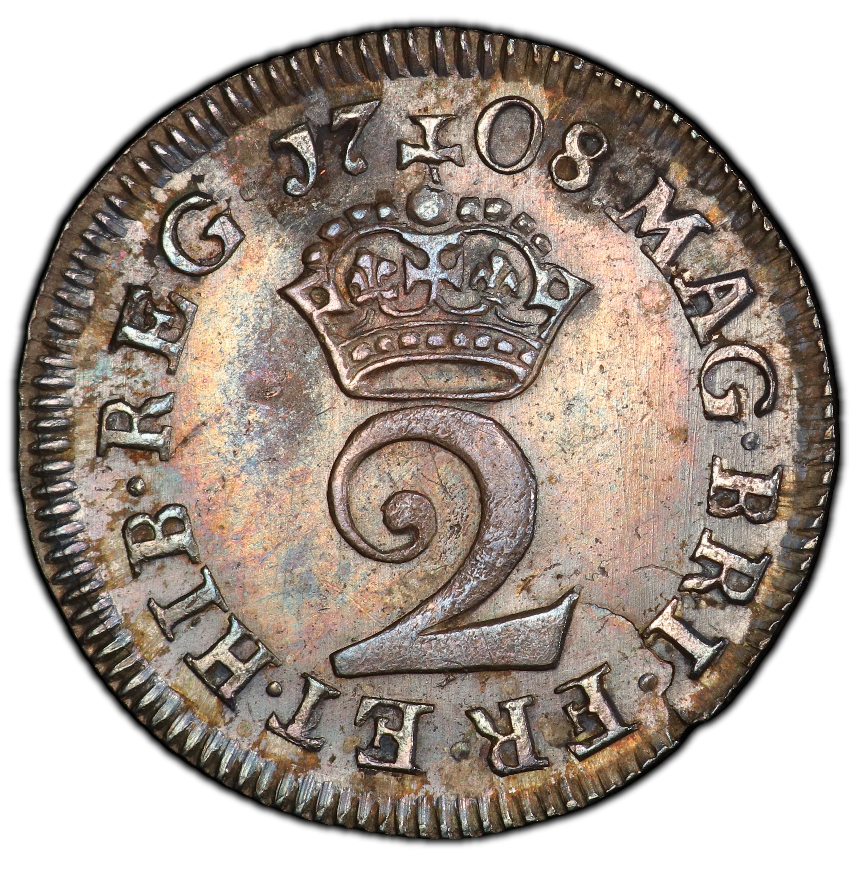 2 Pence - Anne 2nd bust; incl. Maundy reverse