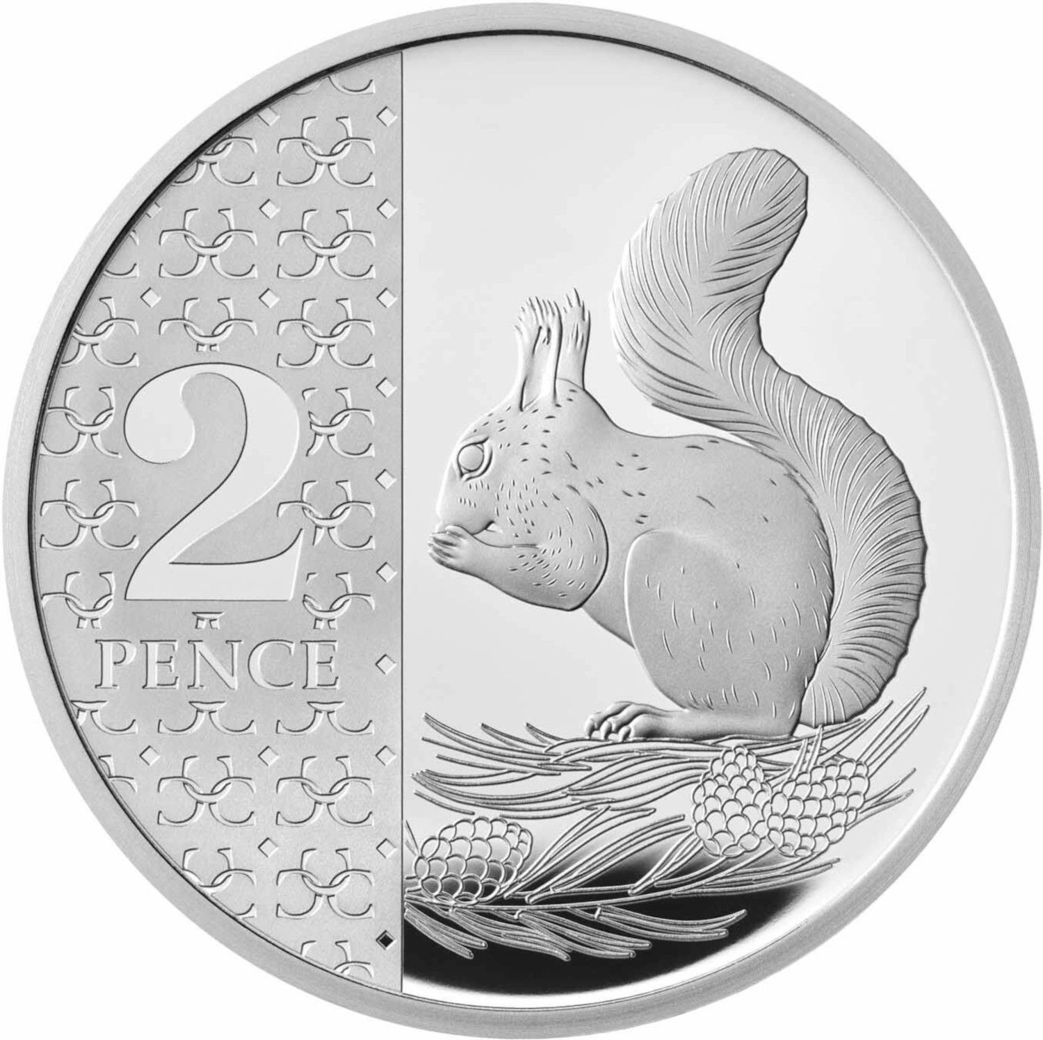 2 Pence - Charles III Red Squirrel; Silver Proof reverse