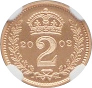 2 Pence - Elizabeth II 1st portrait; Gold Maundy reverse