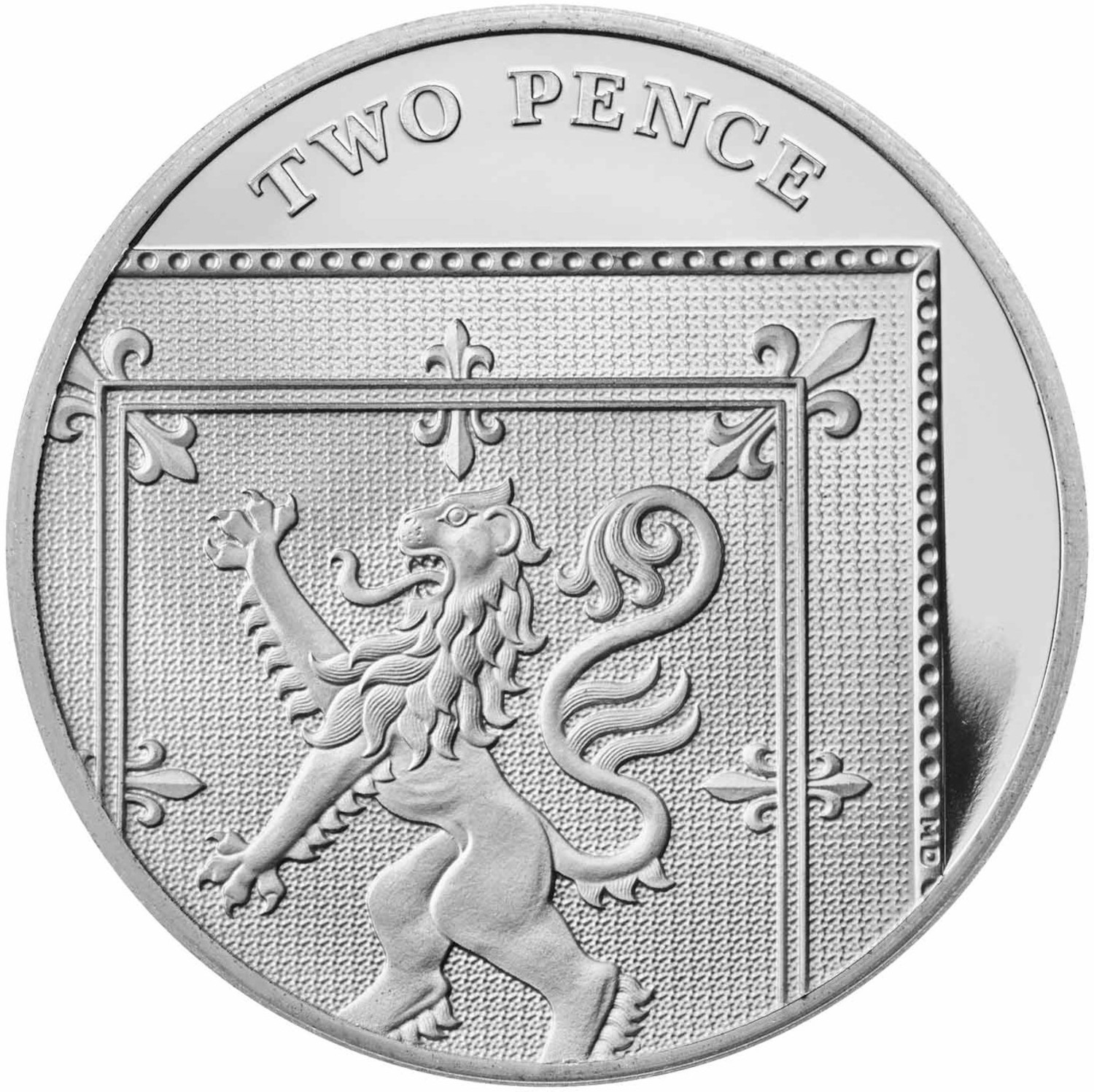 2 Pence - Elizabeth II 4th portrait; Royal Shield, Platinum Proof reverse