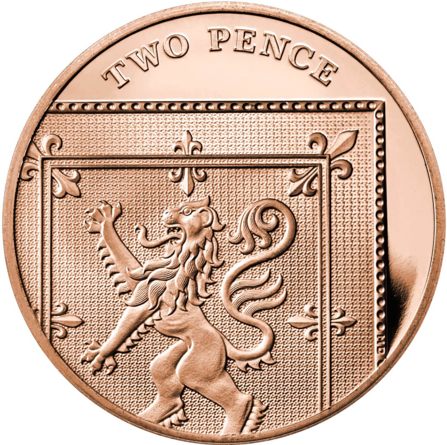 2 Pence - Elizabeth II 5th Portrait; Royal Shield, Gold Proof reverse