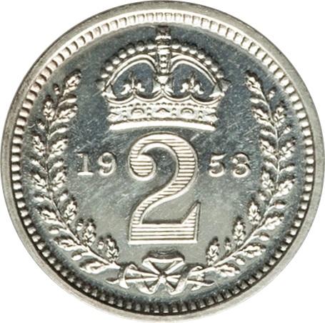 2 Pence - Elizabeth II Maundy pre-decimal; 1st issue reverse