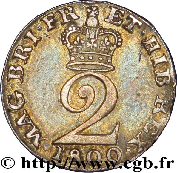 2 Pence - George III Normal numerals; incl. Maundy reverse