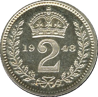 2 Pence - George VI 2nd Maundy issue reverse