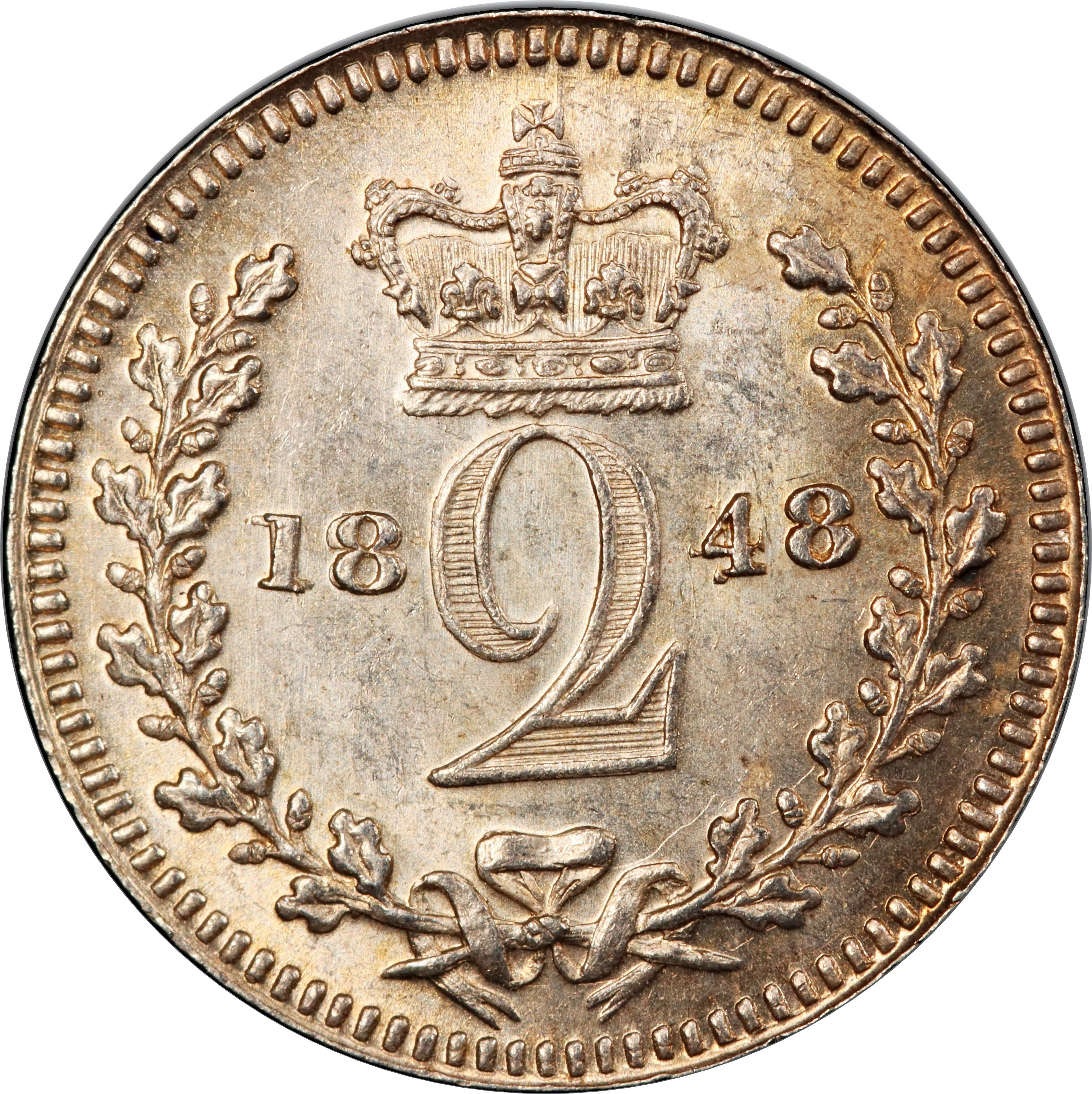 2 Pence - Victoria 1st portrait; Colonial and Maundy issues reverse