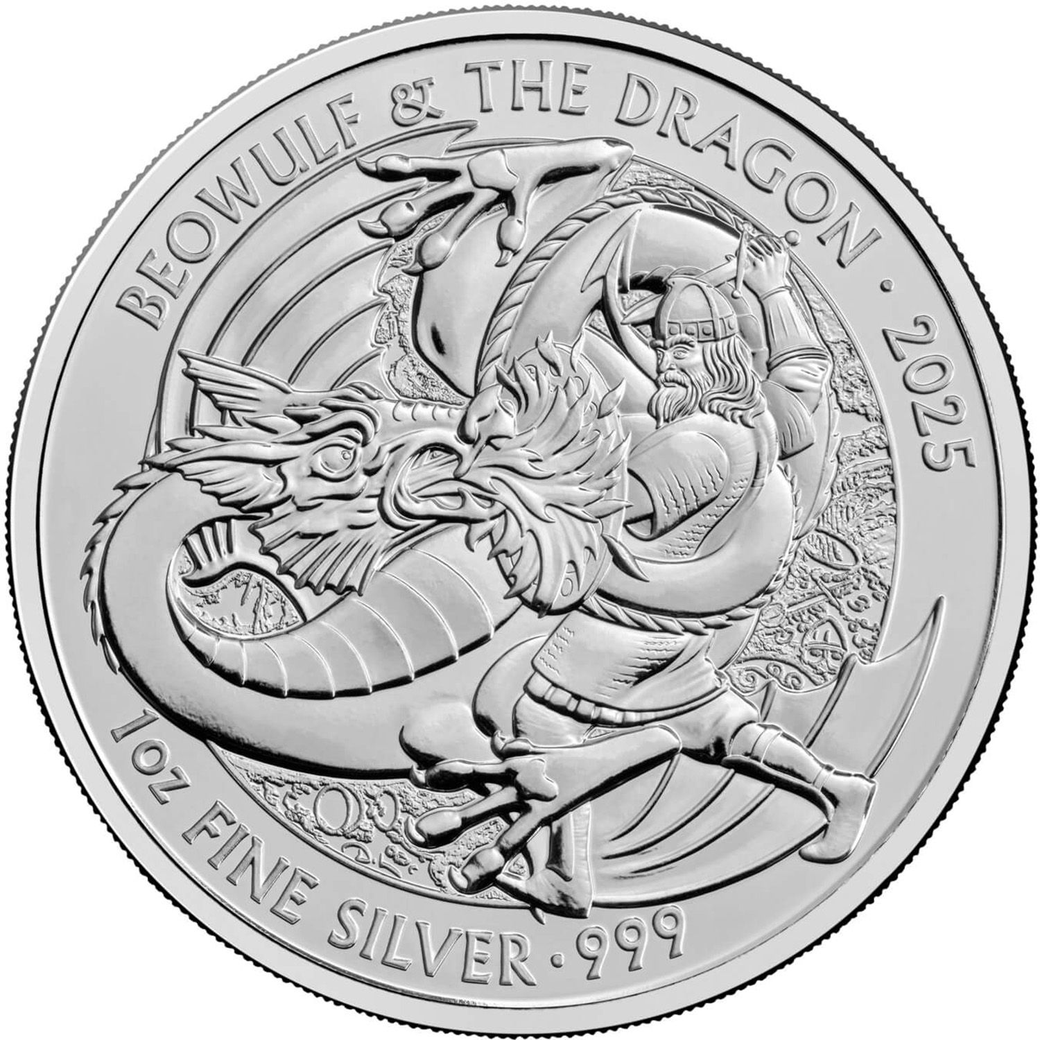 2 Pounds - Charles III Beowulf & The Dragon; 1 oz Fine Silver