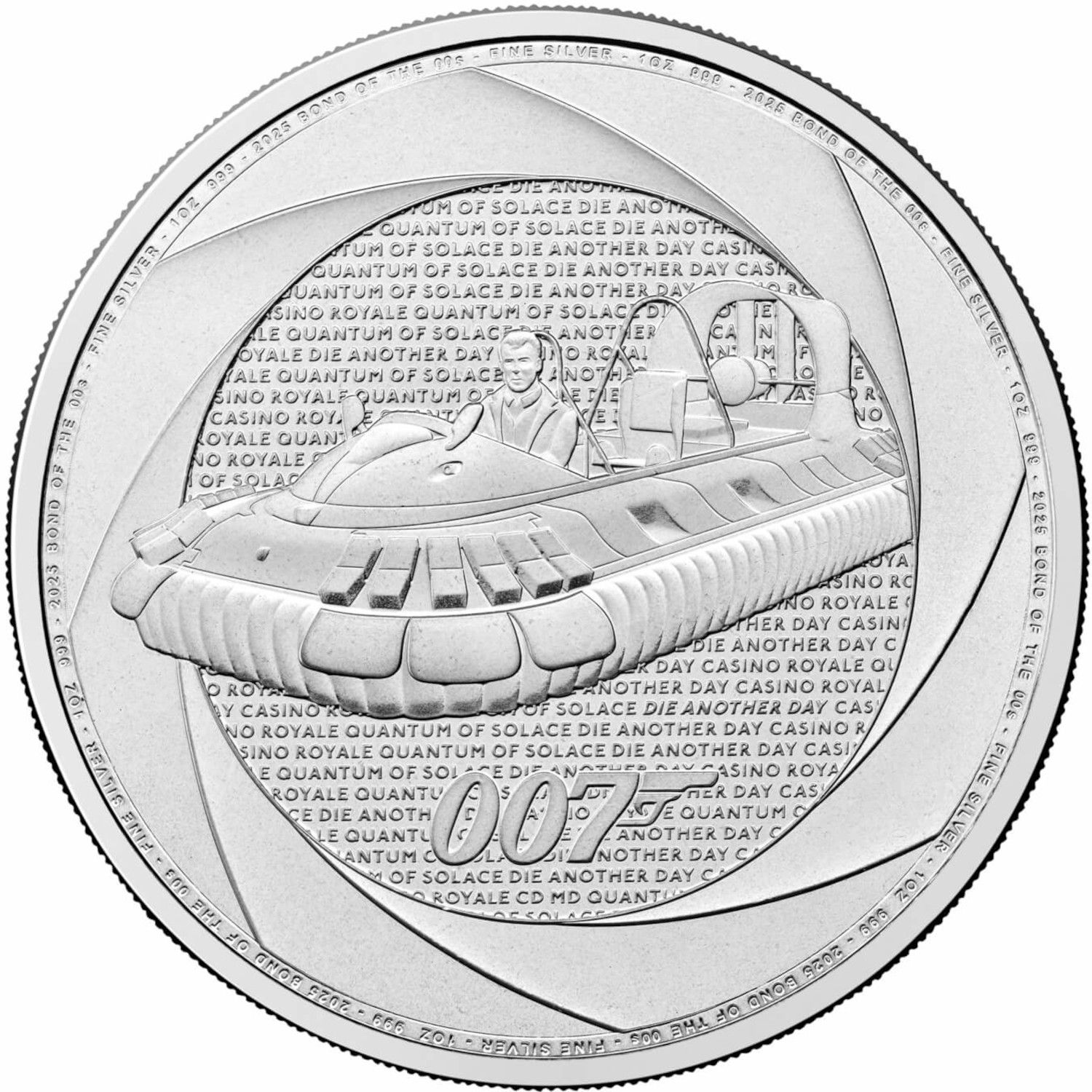 2 Pounds - Charles III Bond Films of the 2000s; 1oz Fine Silver reverse