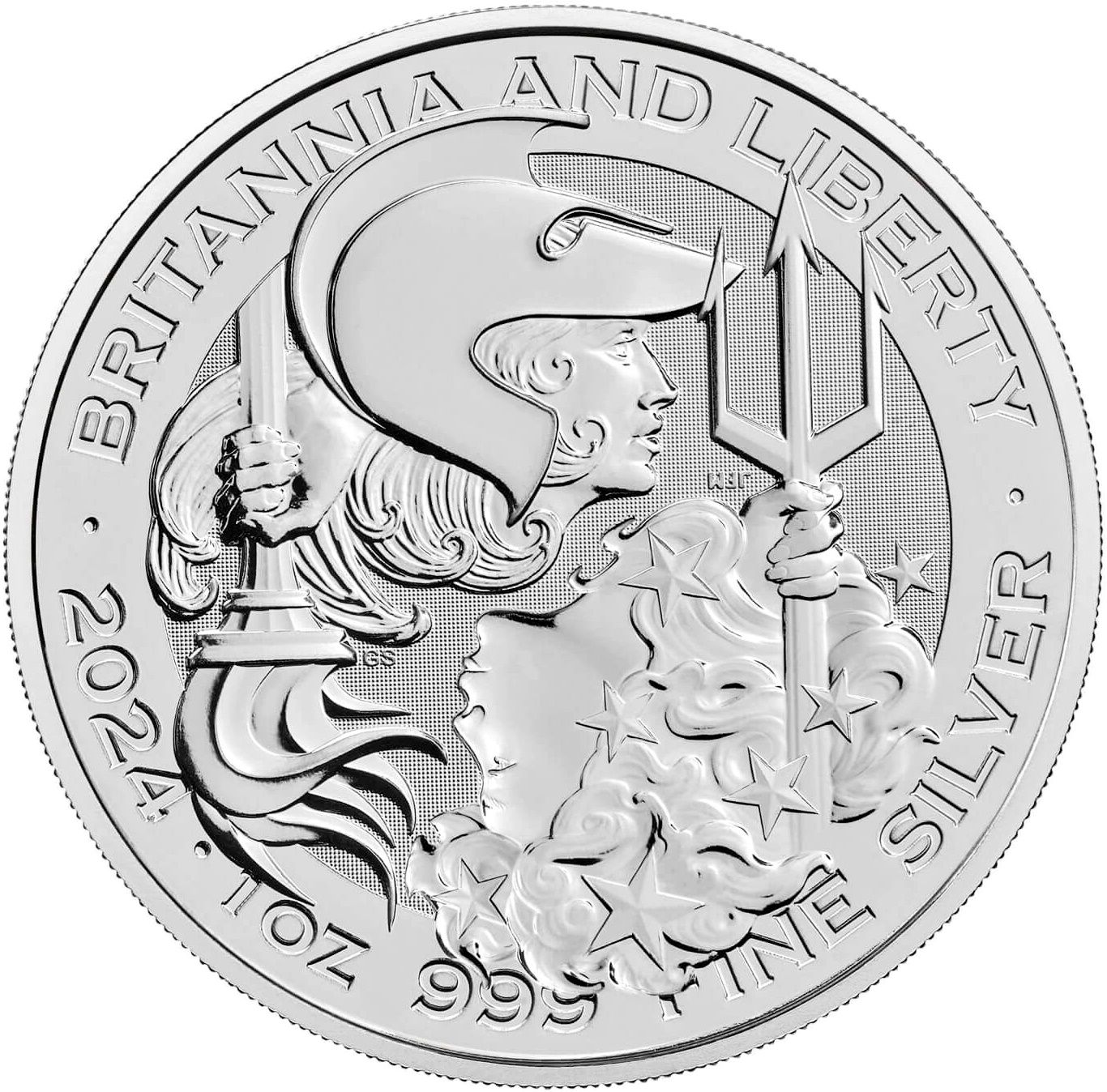 2 Pounds - Charles III Britannia & Liberty; 1 oz Fine Silver