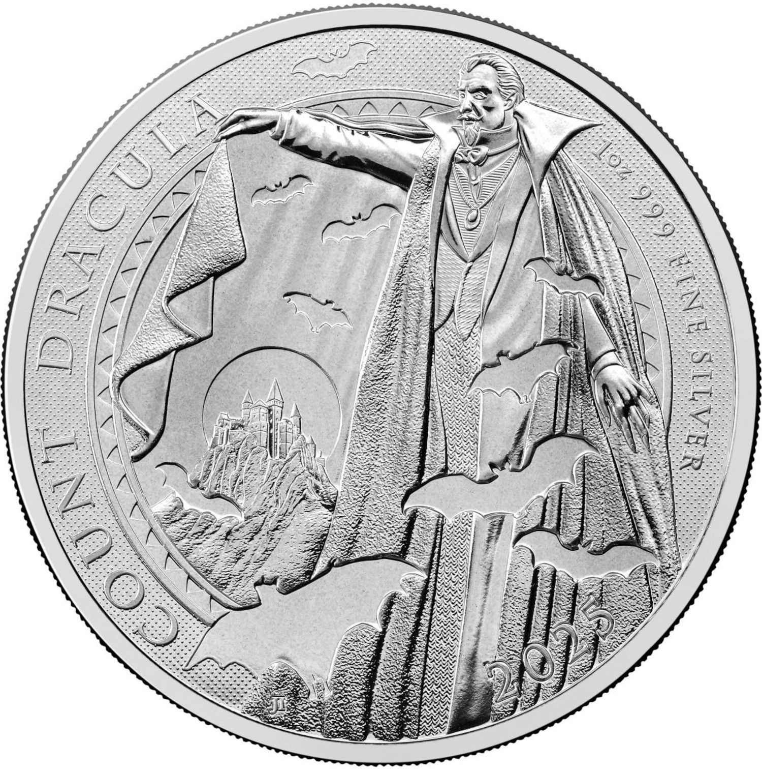 2 Pounds - Charles III Count Dracula; 1oz Fine Silver reverse