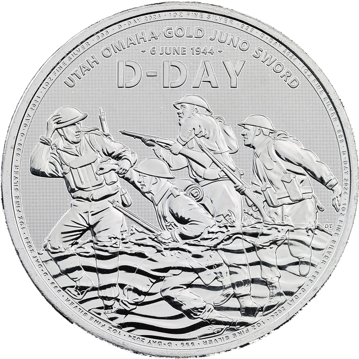 2 Pounds - Charles III D-Day 80th Anniversary; 1 oz Fine Silver