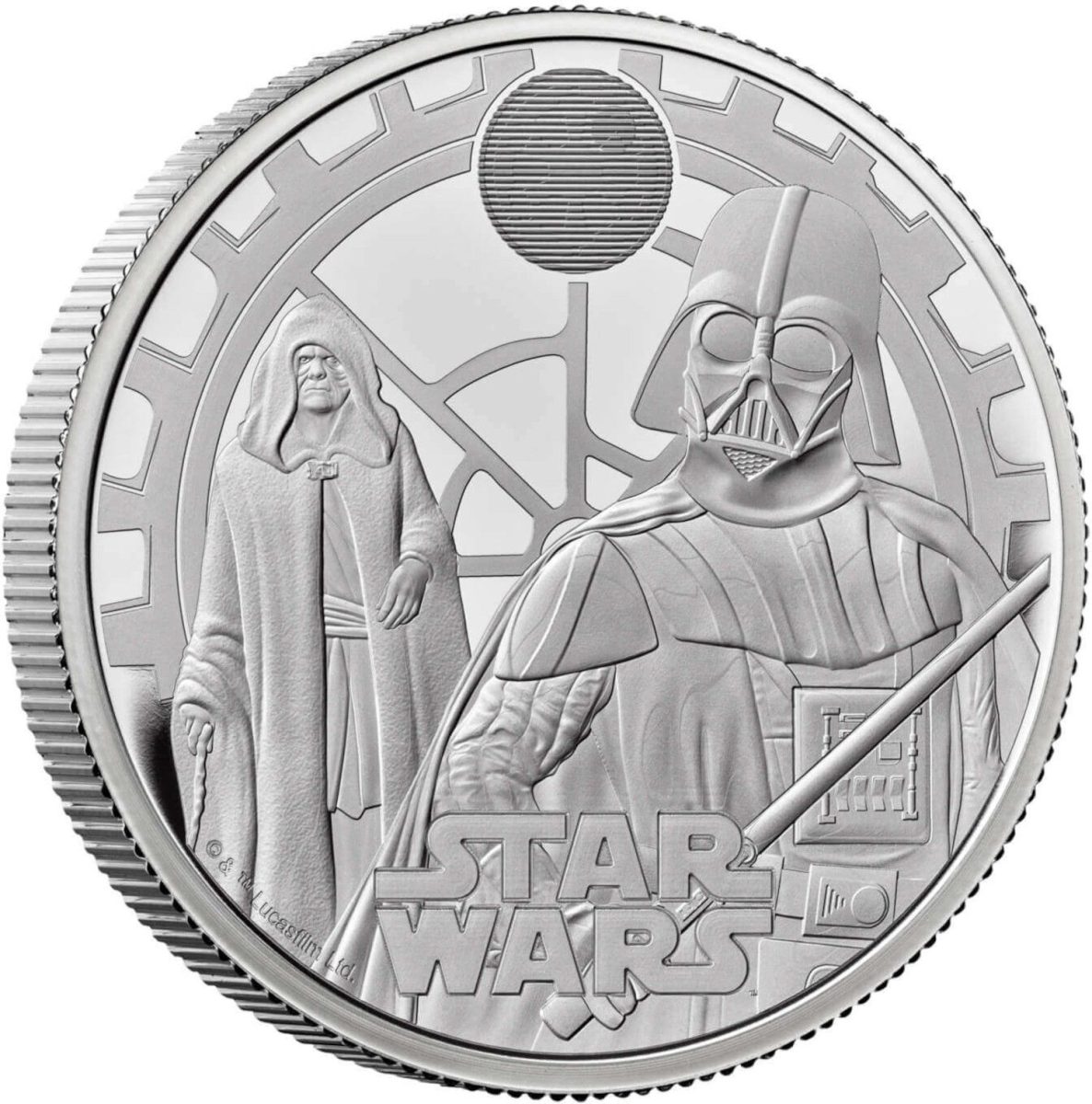 2 Pounds - Charles III Darth Vader and Emperor Palpatine; Silver Proof reverse