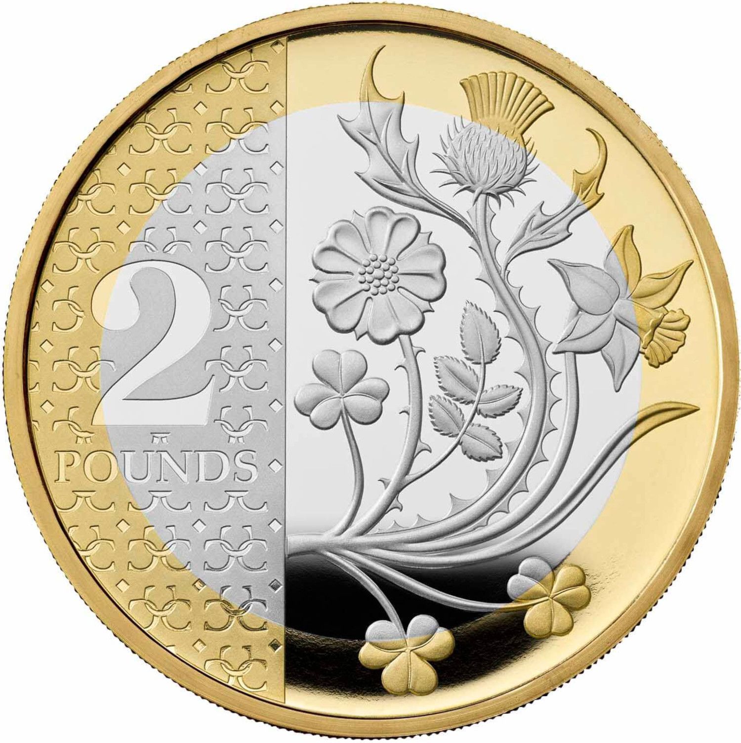 2 Pounds - Charles III English Rose; Silver Proof reverse