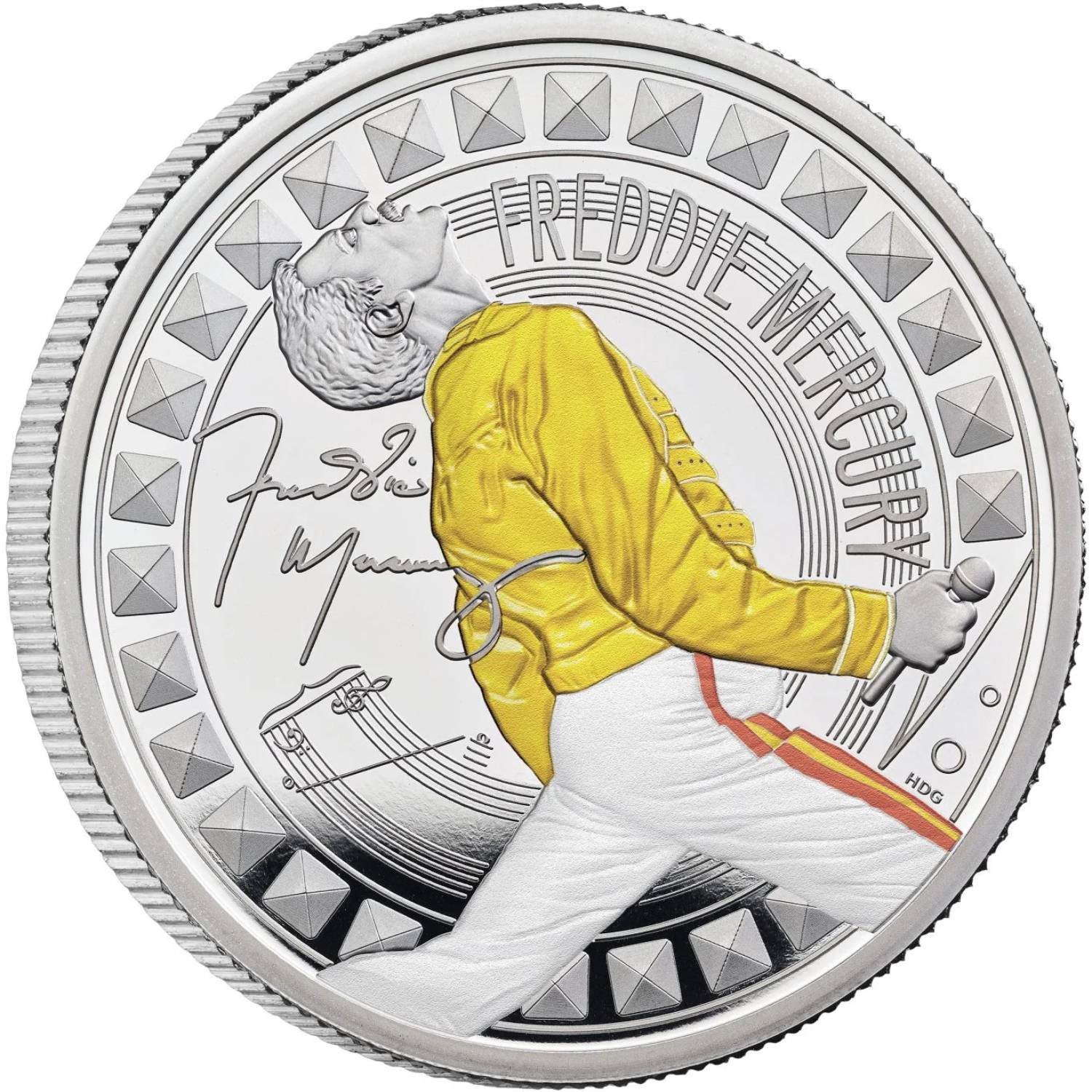2 Pounds - Charles III Freddie Mercury; Silver Proof reverse