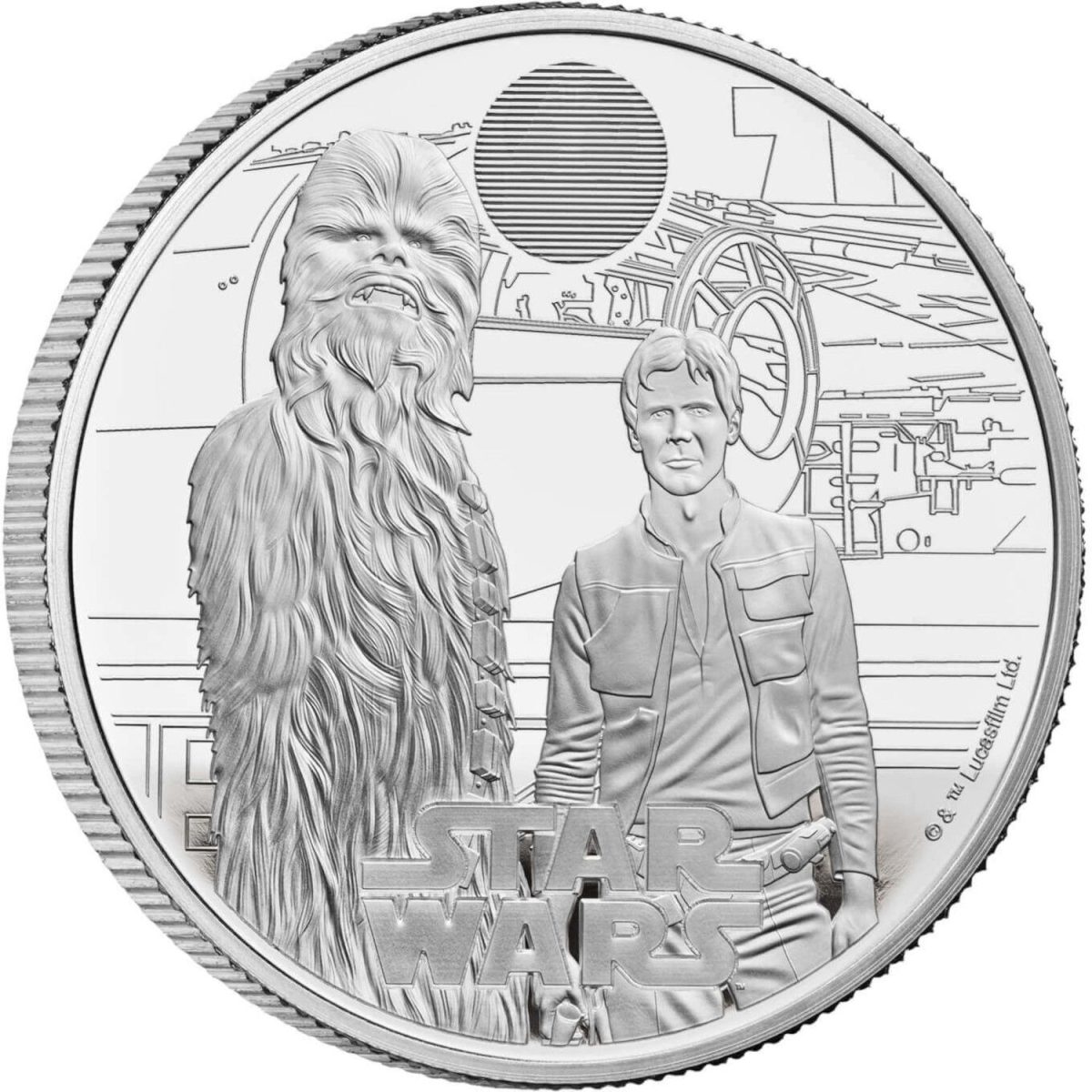 2 Pounds - Charles III Han Solo and Chewbacca; Silver Proof reverse