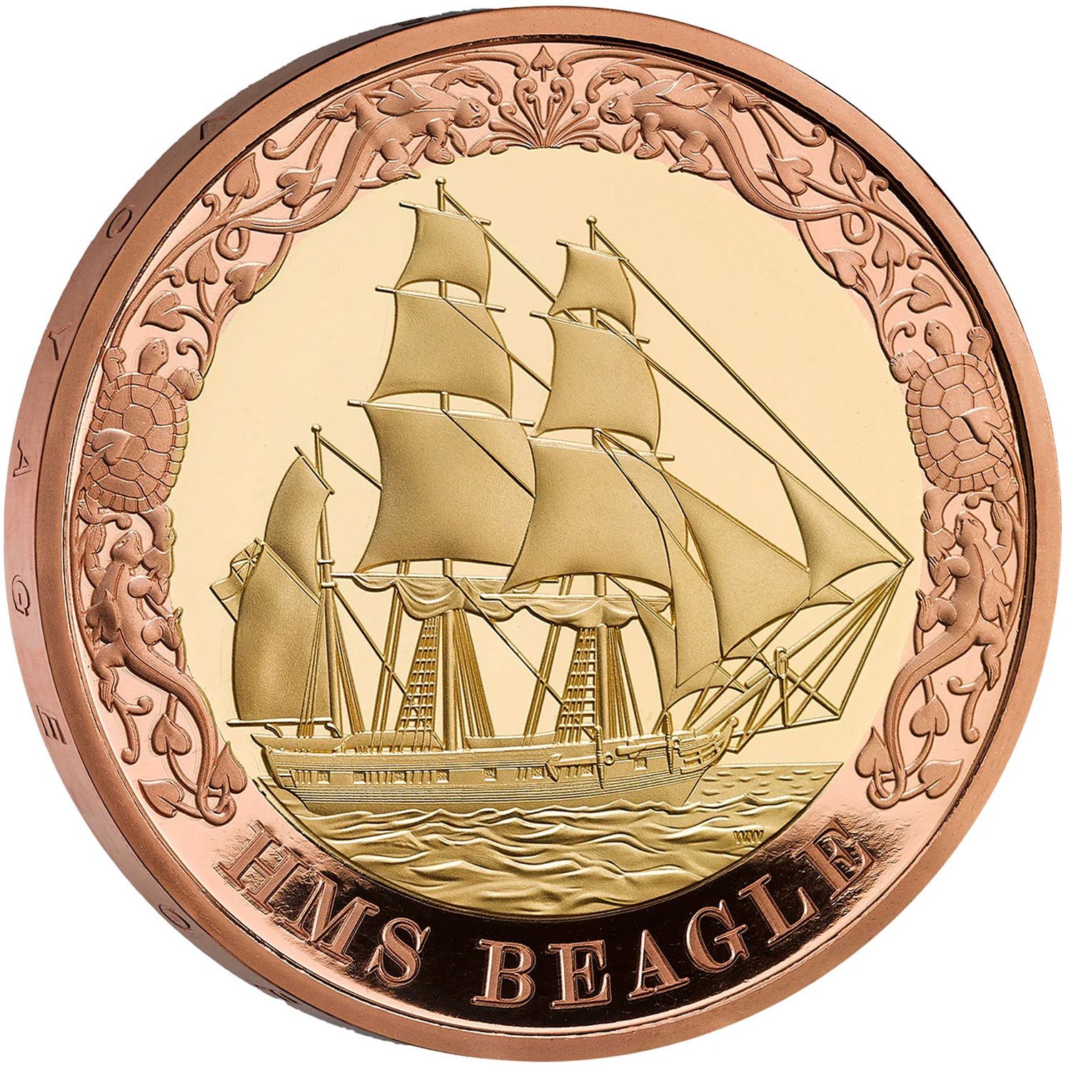 2 Pounds - Charles III HMS Beagle; Gold Proof reverse