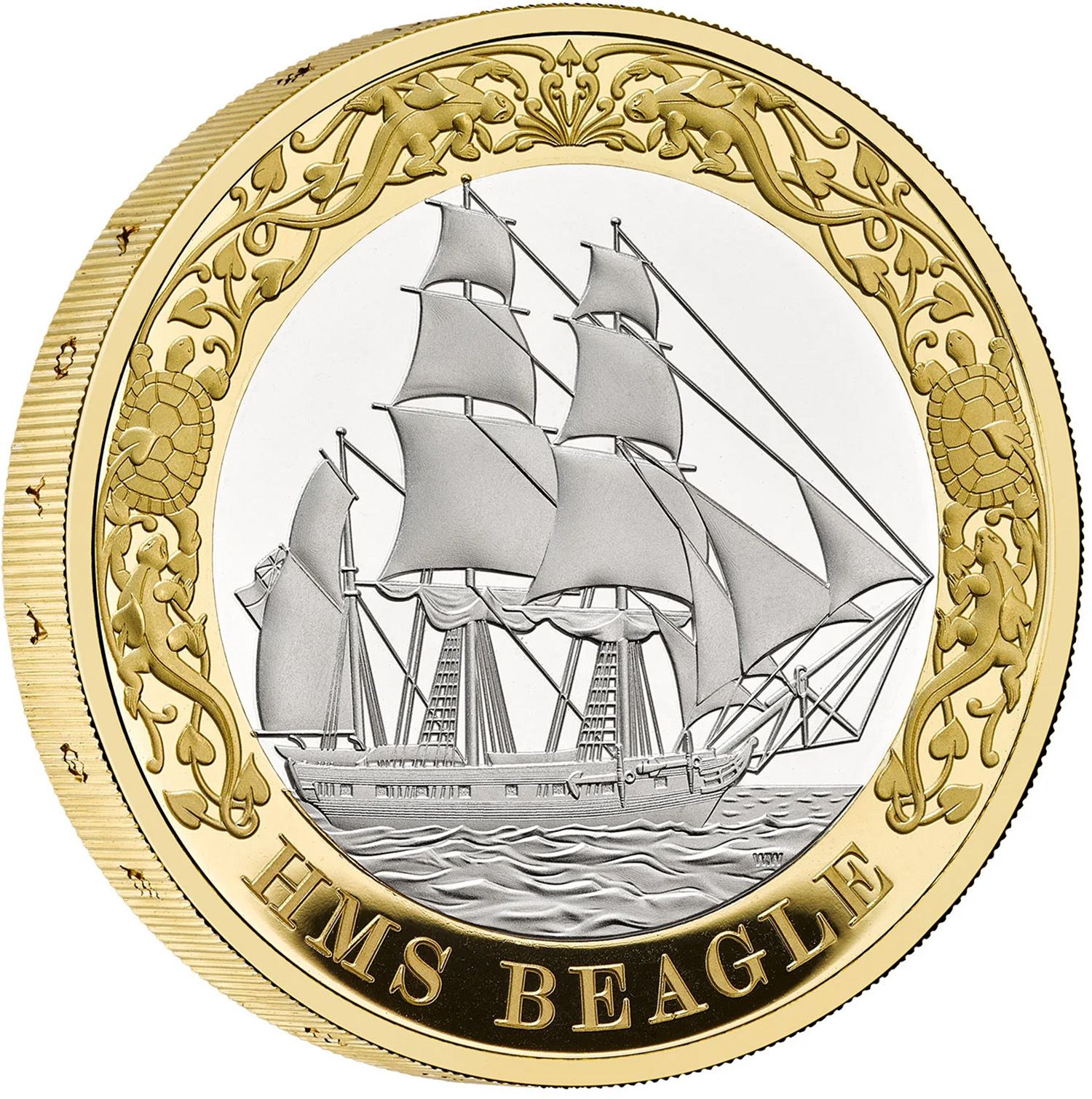 2 Pounds - Charles III HMS Beagle; Silver Piedfort reverse