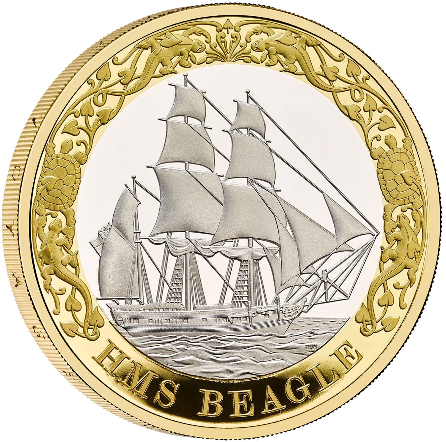 2 Pounds - Charles III HMS Beagle; Silver Proof reverse