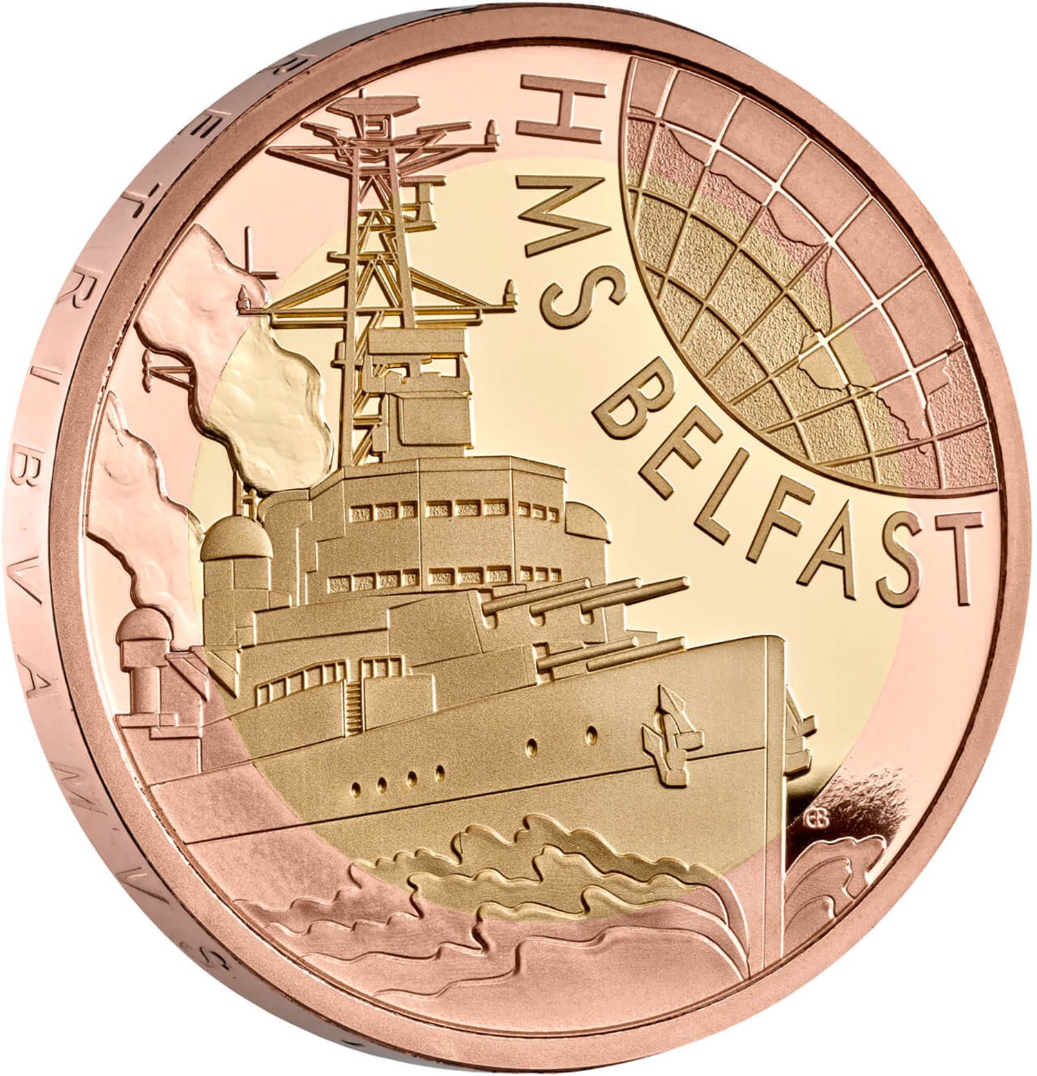 2 Pounds - Charles III HMS Belfast; Gold Proof reverse