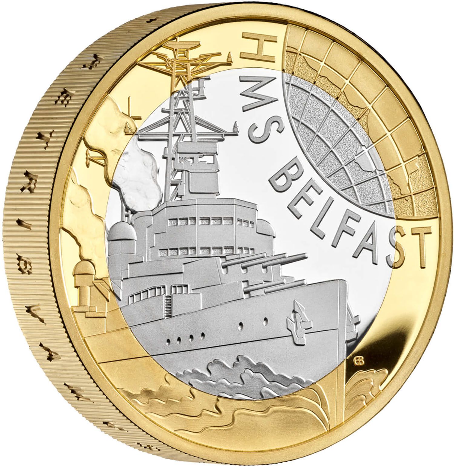 2 Pounds - Charles III HMS Belfast; Silver Piedfort reverse