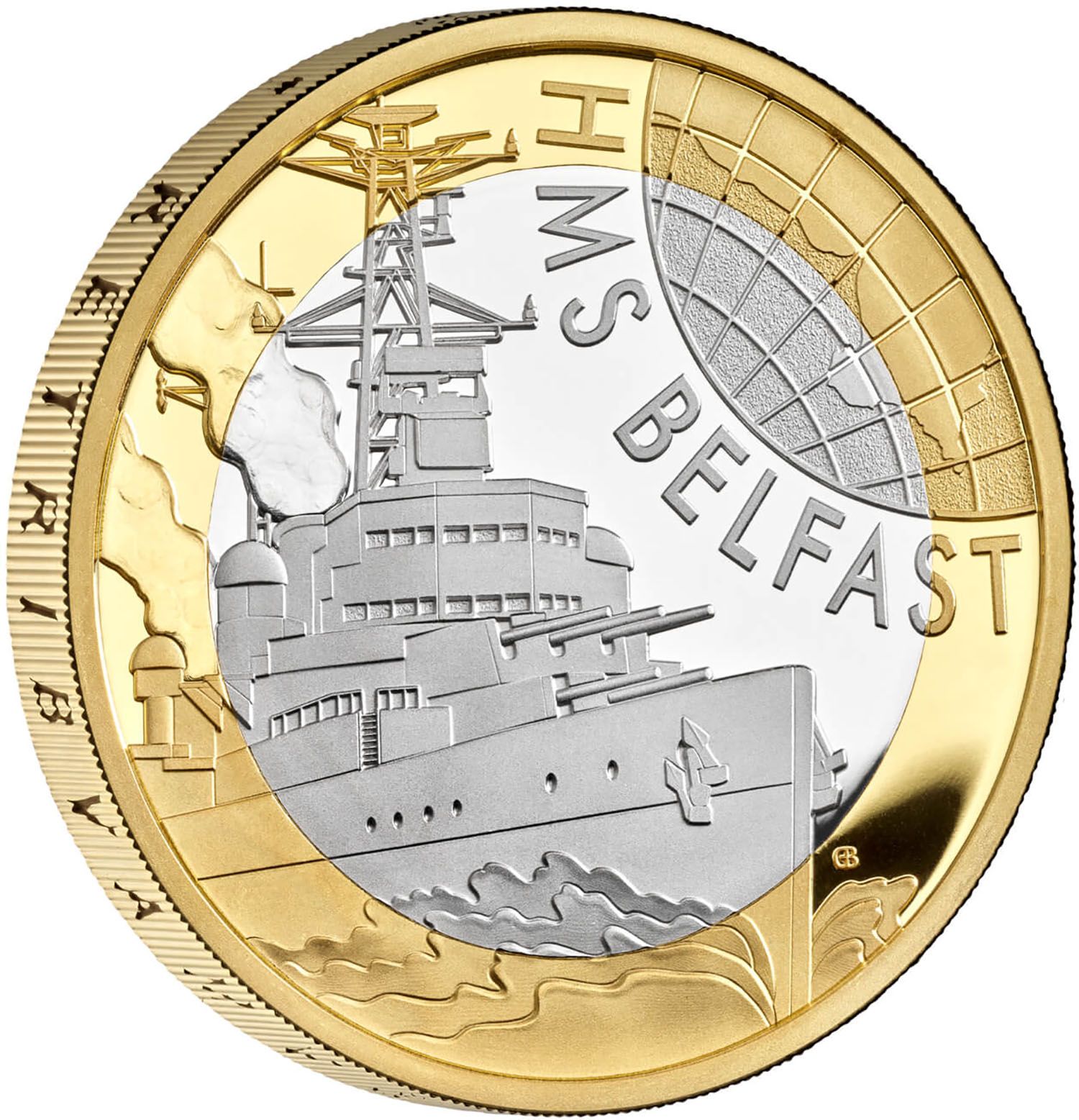 2 Pounds - Charles III HMS Belfast; Silver Proof reverse
