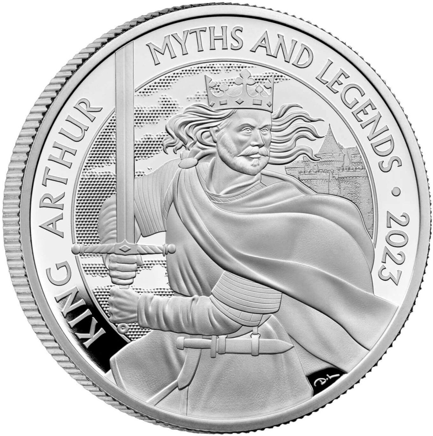 2 Pounds - Charles III King Arthur; Silver Proof reverse
