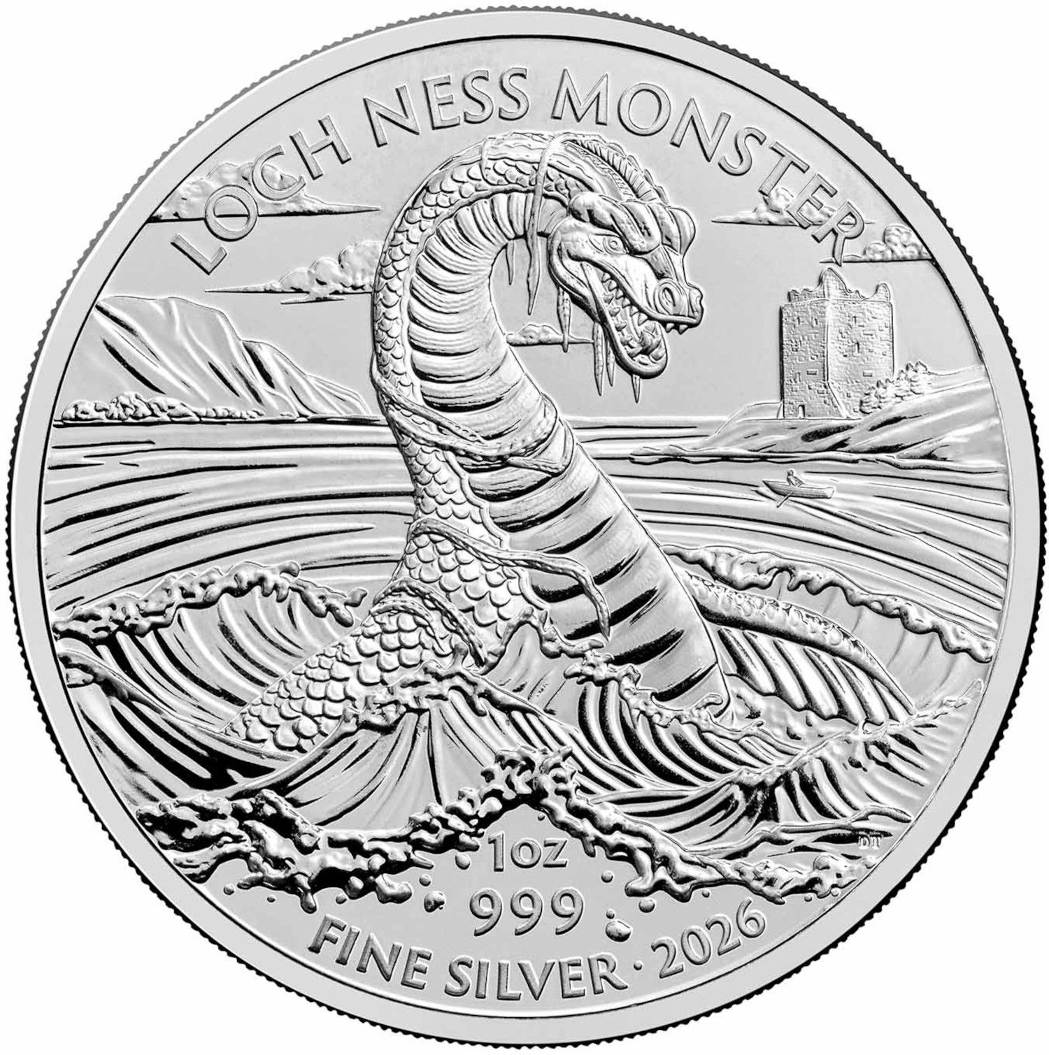 2 Pounds - Charles III Loch Ness Monster; 1oz Fine Silver reverse