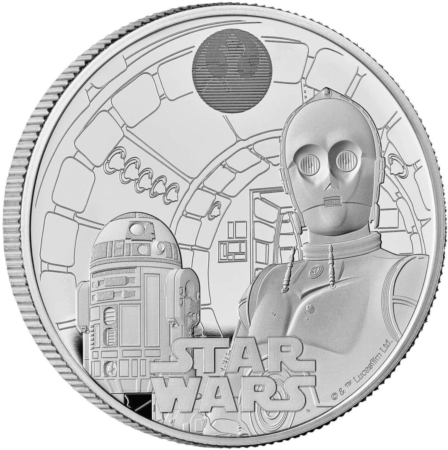 2 Pounds - Charles III R2D2 and C3PO; Silver Proof reverse
