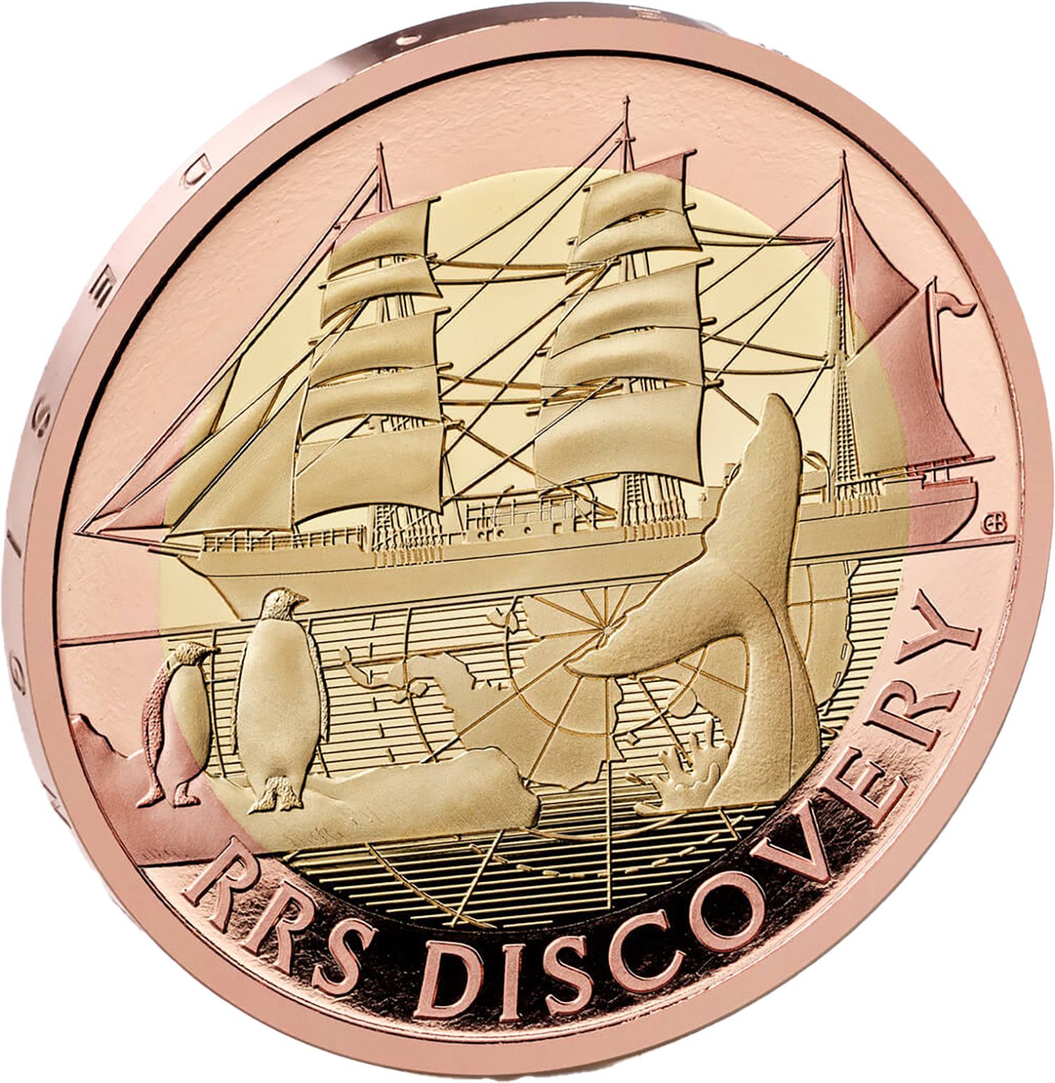 2 Pounds - Charles III RRS Discovery; Gold Proof reverse