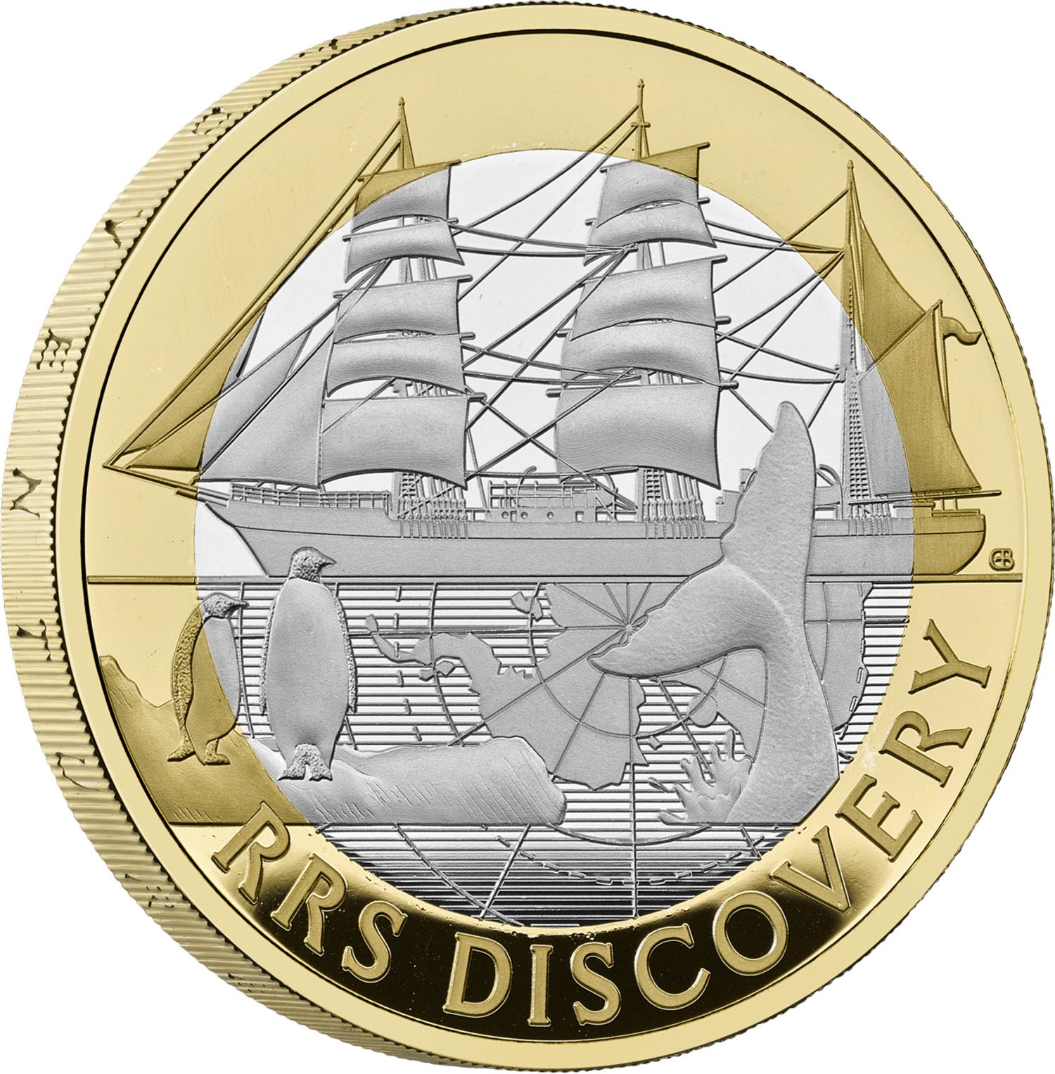 2 Pounds - Charles III RRS Discovery; Silver Proof reverse