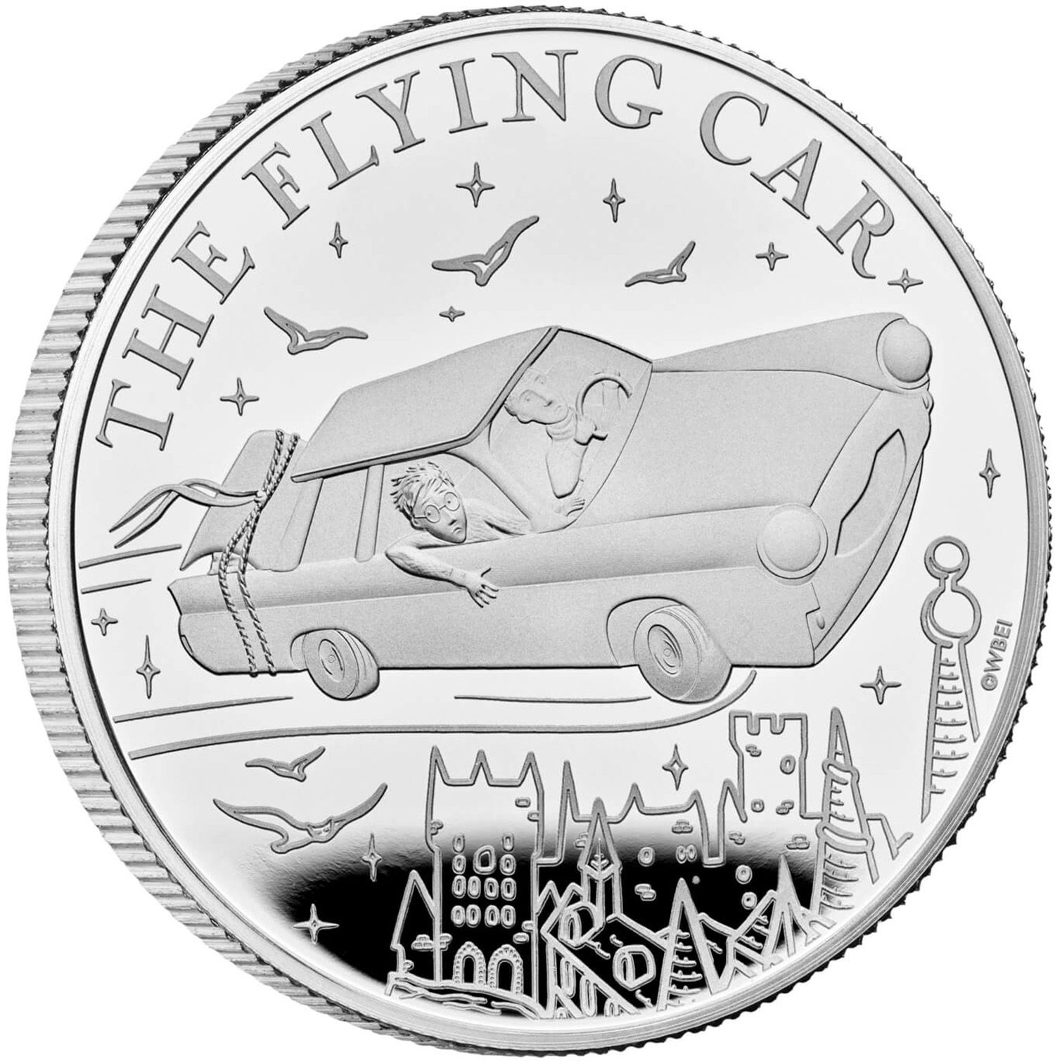 2 Pounds - Charles III The flying Car; Silver Proof reverse