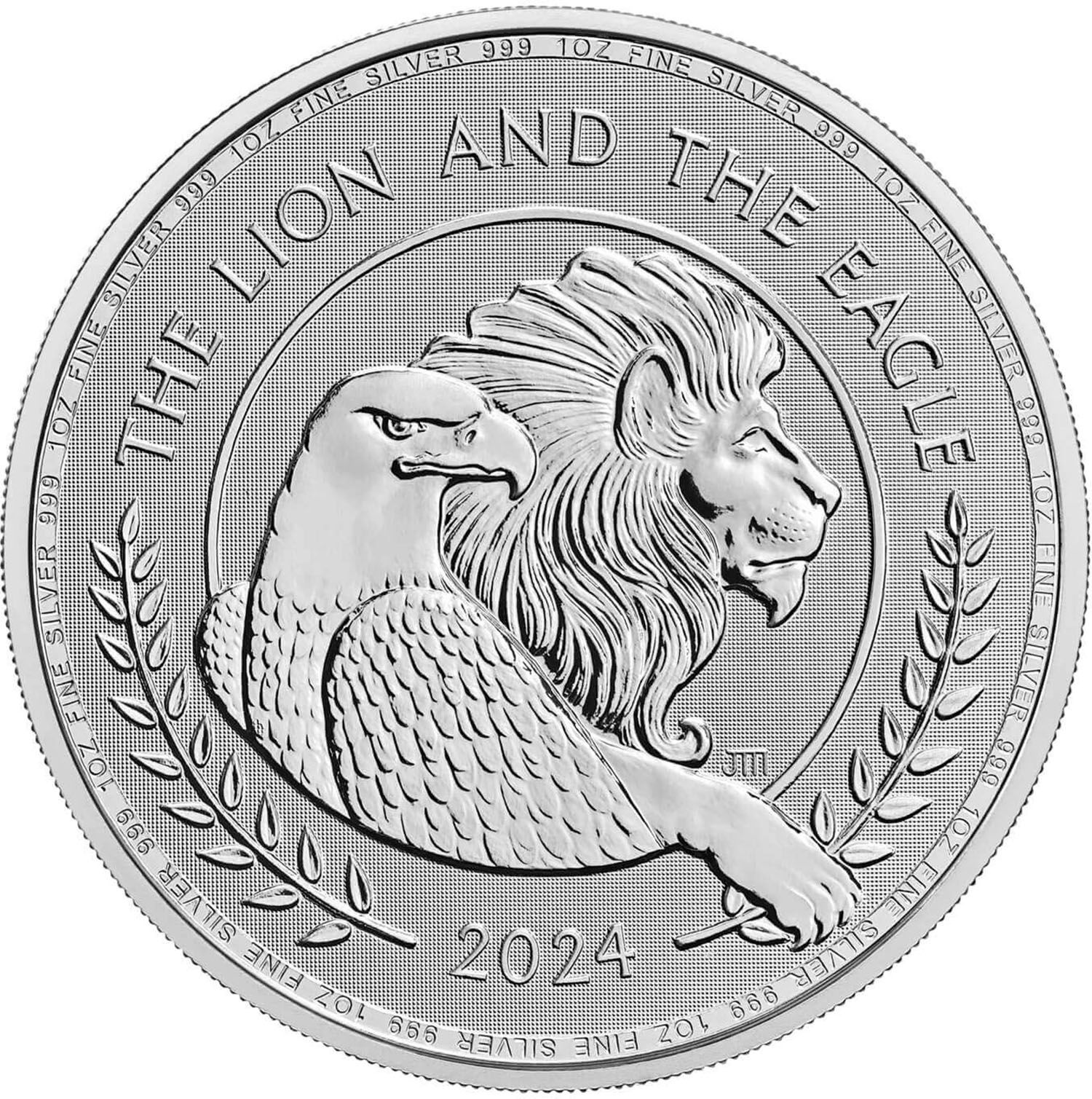 2 Pounds - Charles III The Lion and The Eagle; 1oz Fine Silver reverse