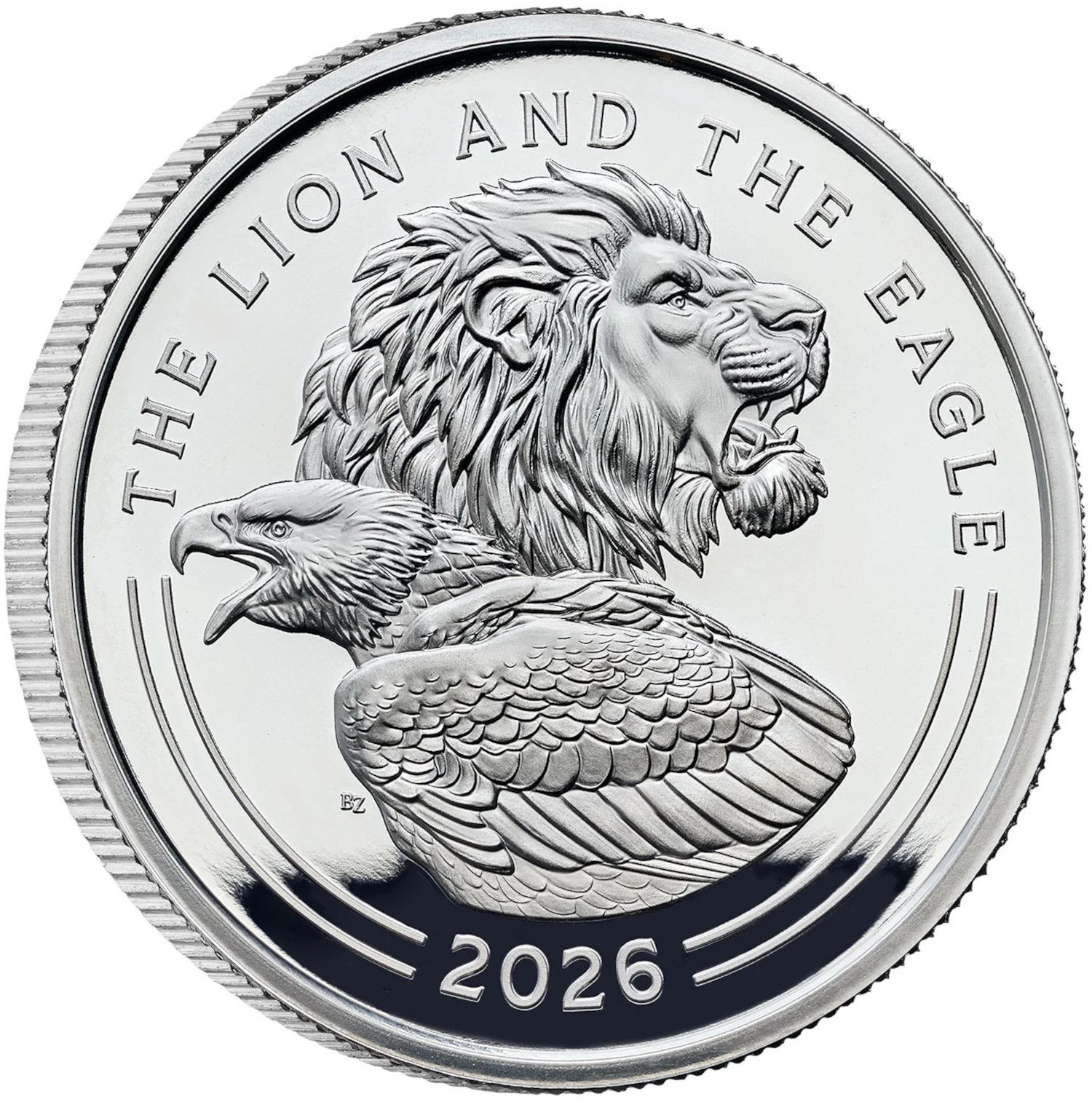 2 Pounds - Charles III The Lion and The Eagle; Silver Proof reverse