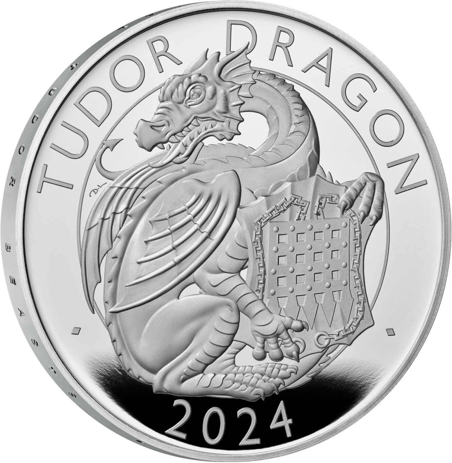 2 Pounds - Charles III Tudor Dragon; Silver Proof reverse