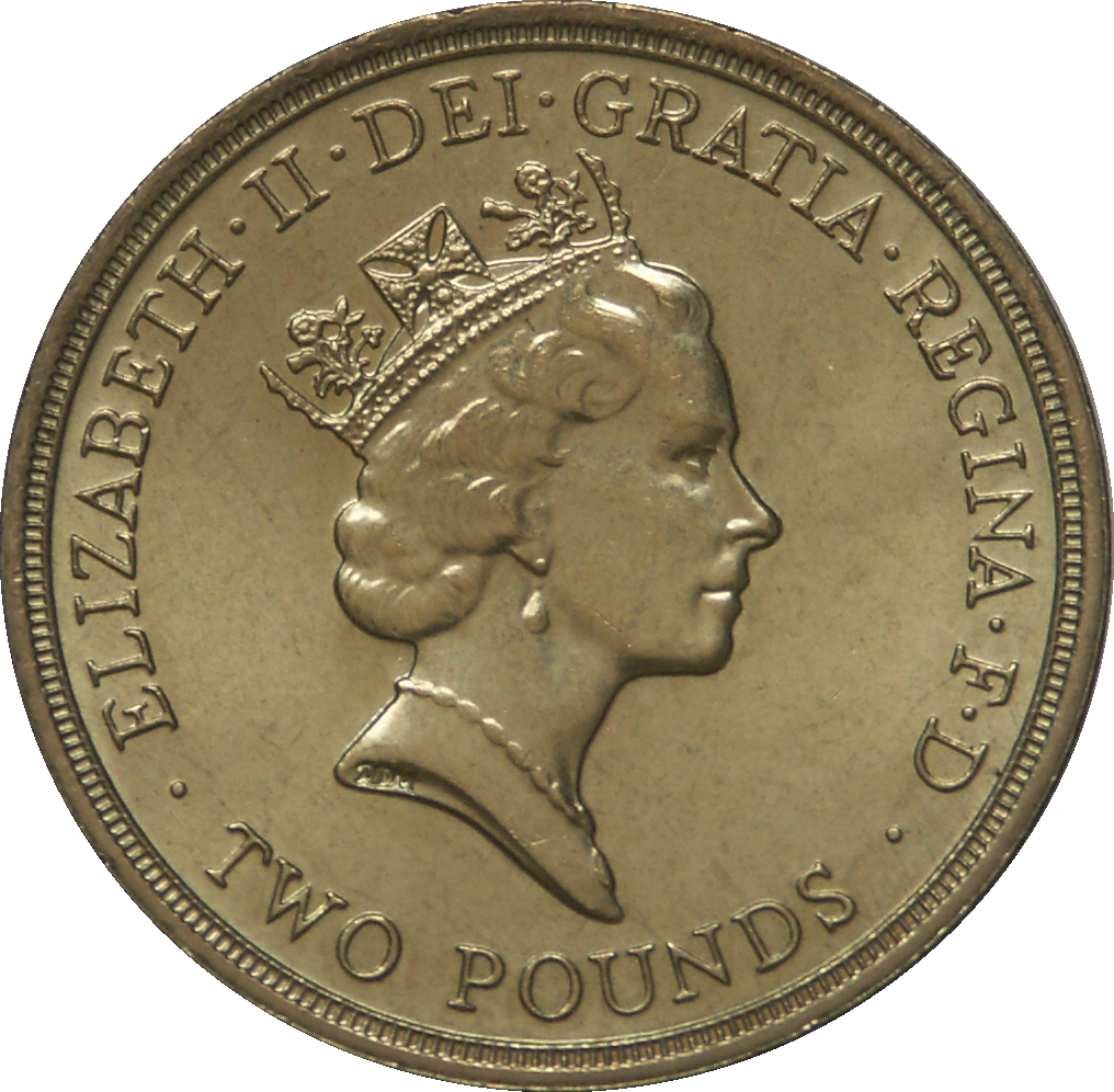2 Pounds - Elizabeth II 3rd portrait; Bill of Rights obverse