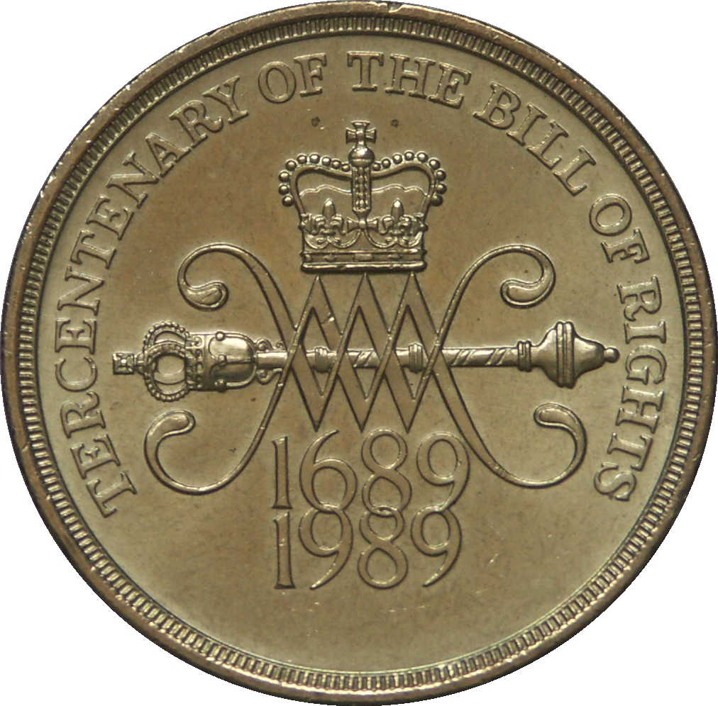 2 Pounds - Elizabeth II 3rd portrait; Bill of Rights