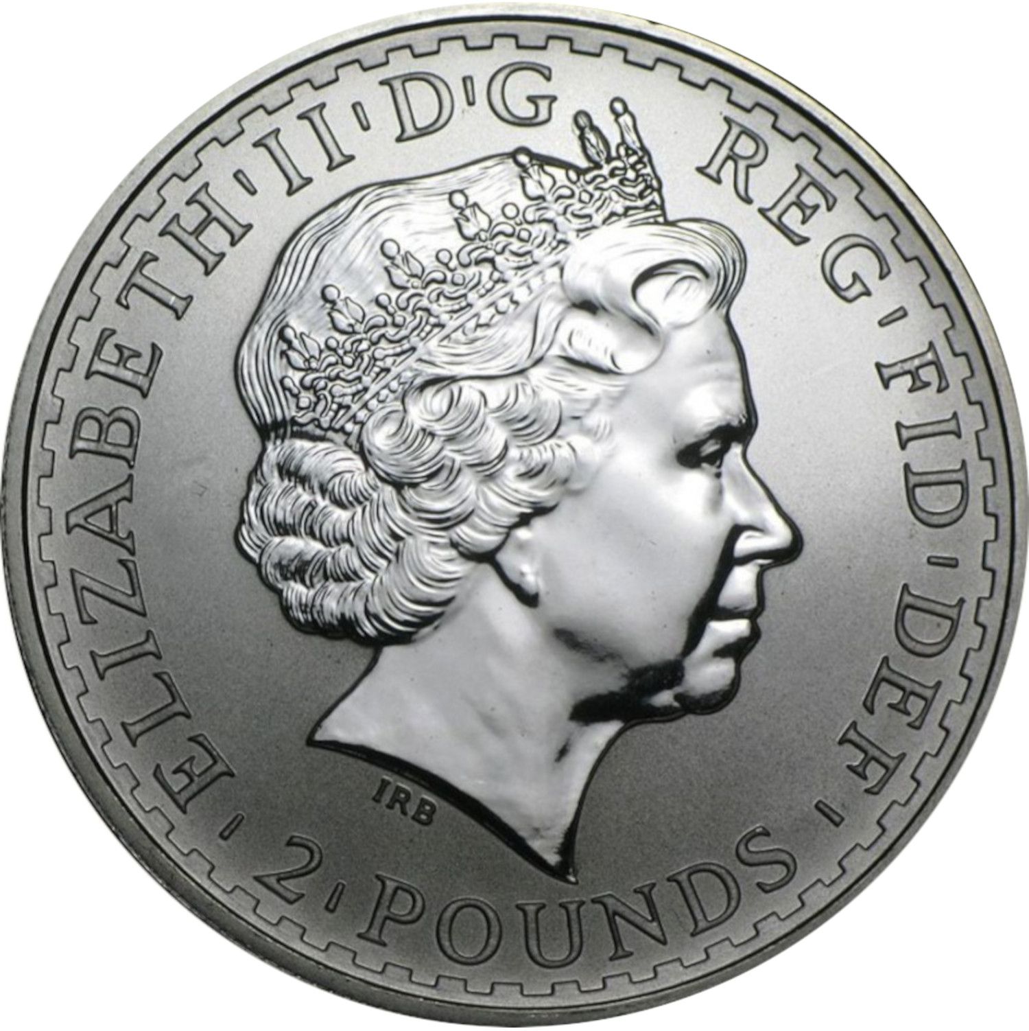 2 Pounds - Elizabeth II 4th portrait; 1 oz Fine Silver obverse