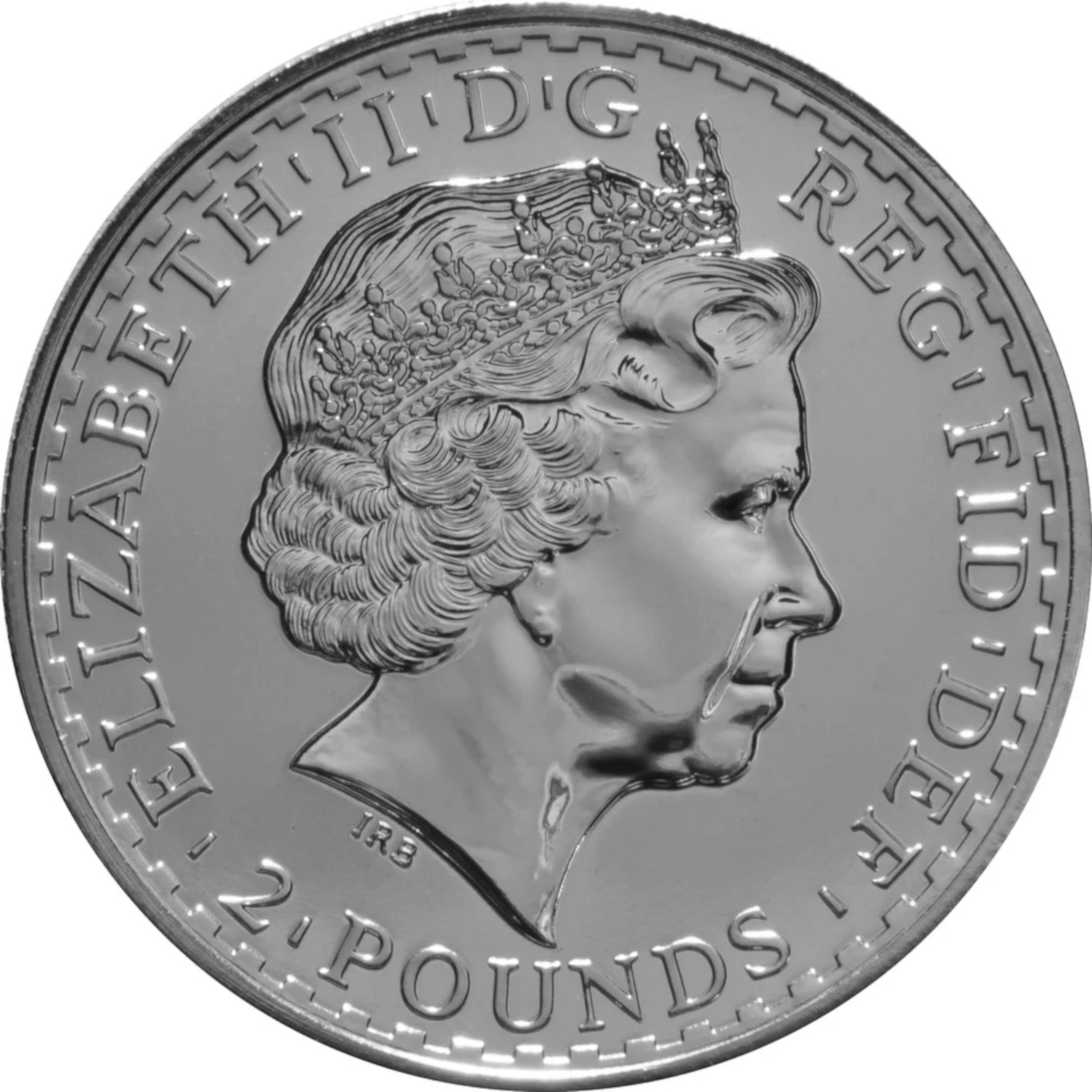 2 Pounds - Elizabeth II 4th portrait; 1 oz Fine Silver obverse