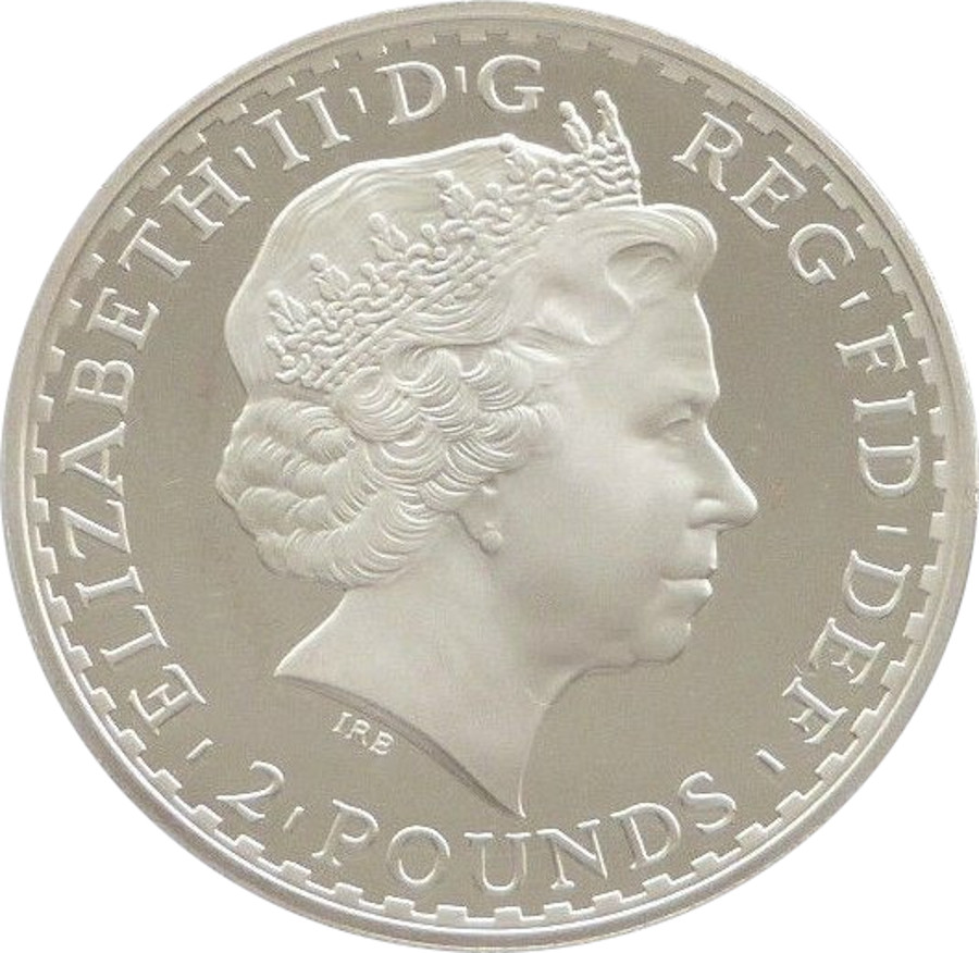 2 Pounds - Elizabeth II 4th portrait; 1 oz Fine Silver obverse