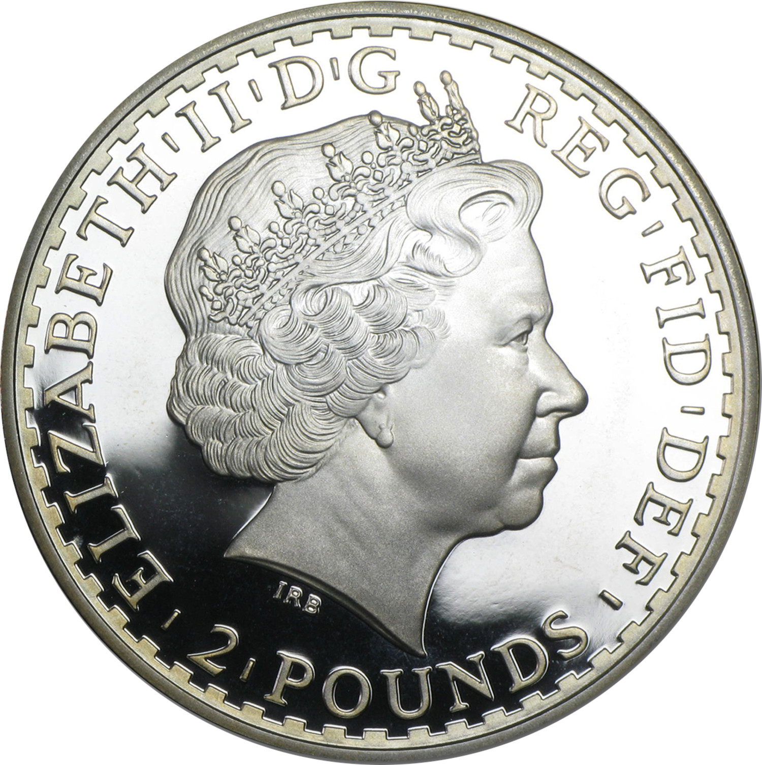 2 Pounds - Elizabeth II 4th portrait; 1 oz Fine Silver obverse