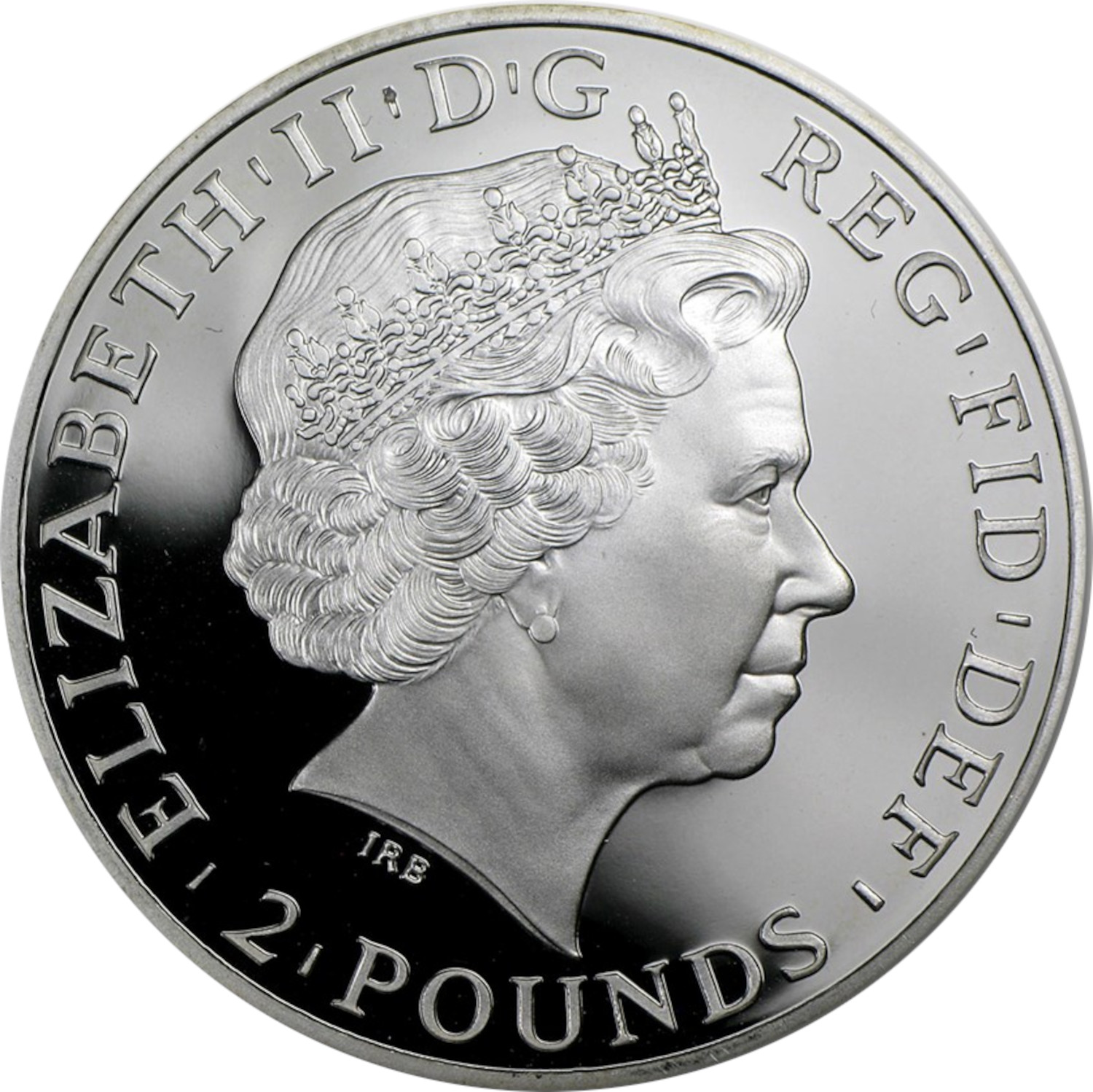 2 Pounds - Elizabeth II 4th portrait; 1 oz Fine Silver obverse