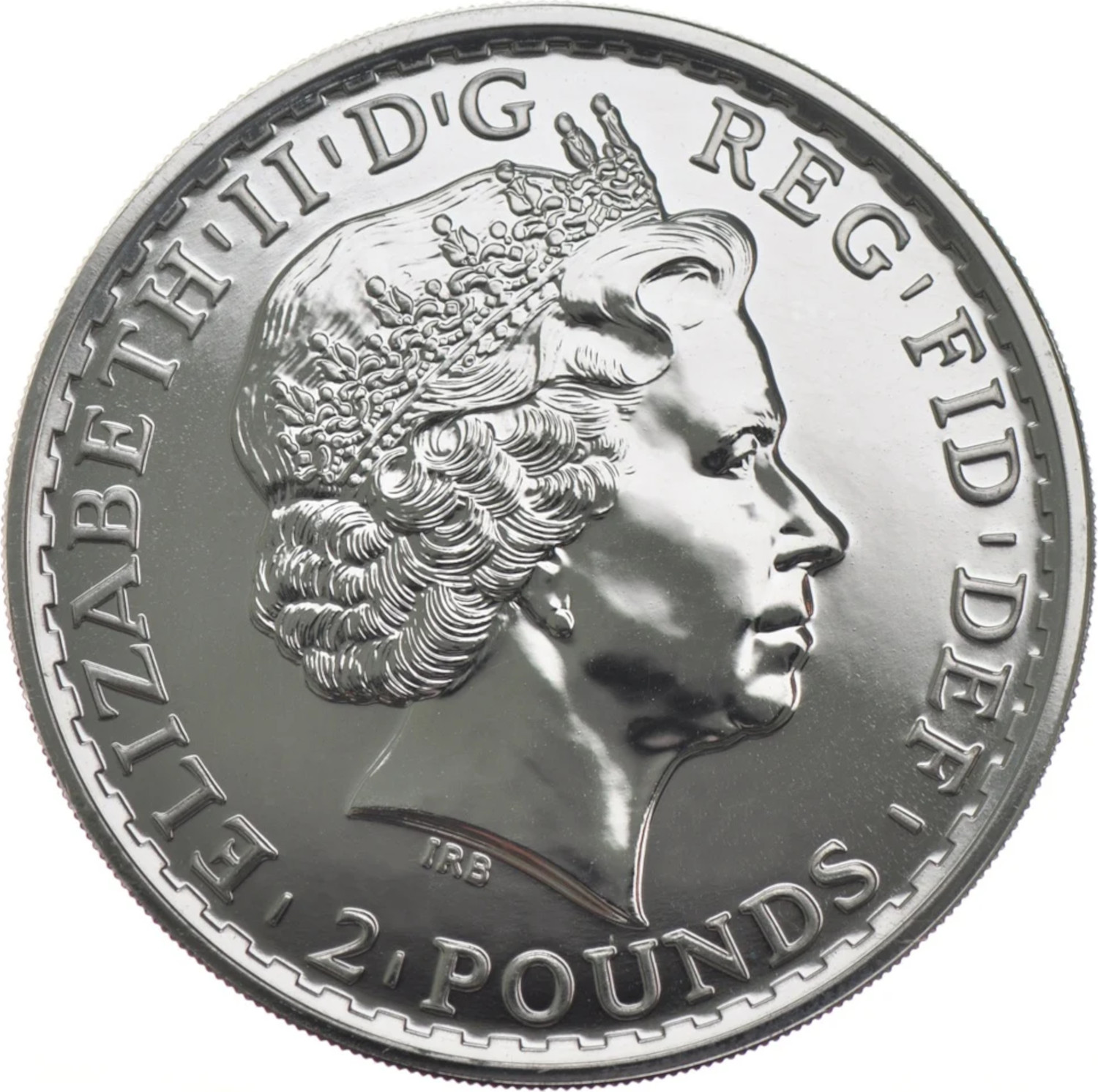 2 Pounds - Elizabeth II 4th portrait; 1 oz Fine Silver obverse