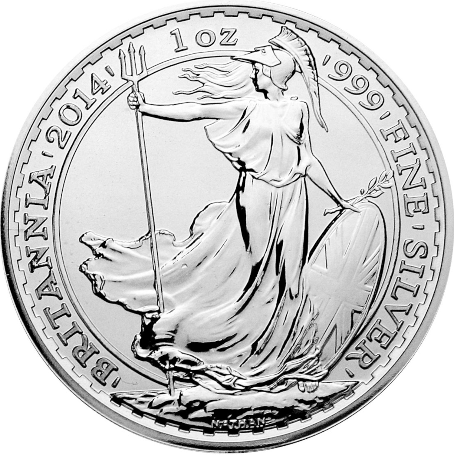 2 Pounds - Elizabeth II 4th portrait; 1 oz Fine Silver