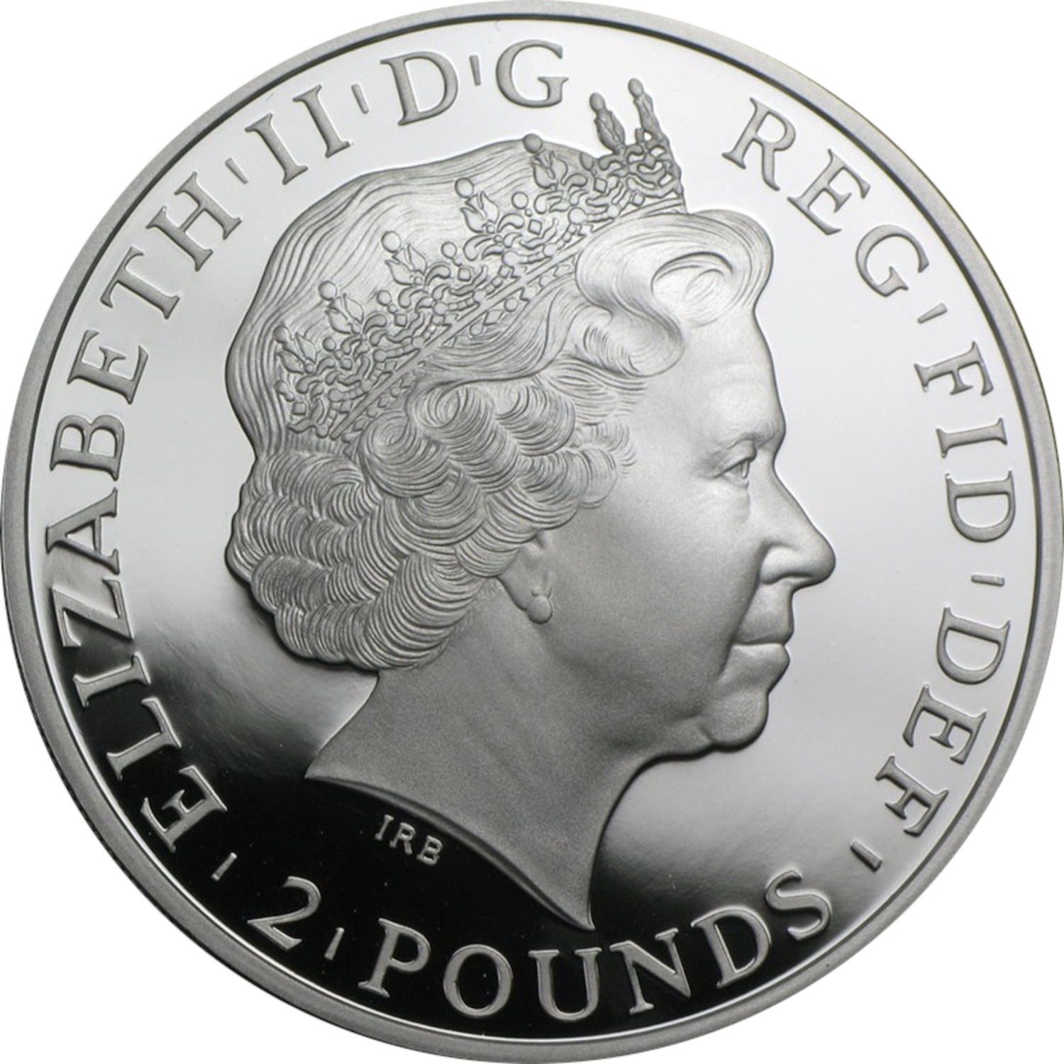 2 Pounds - Elizabeth II 4th portrait; 1 oz Fine Silver obverse