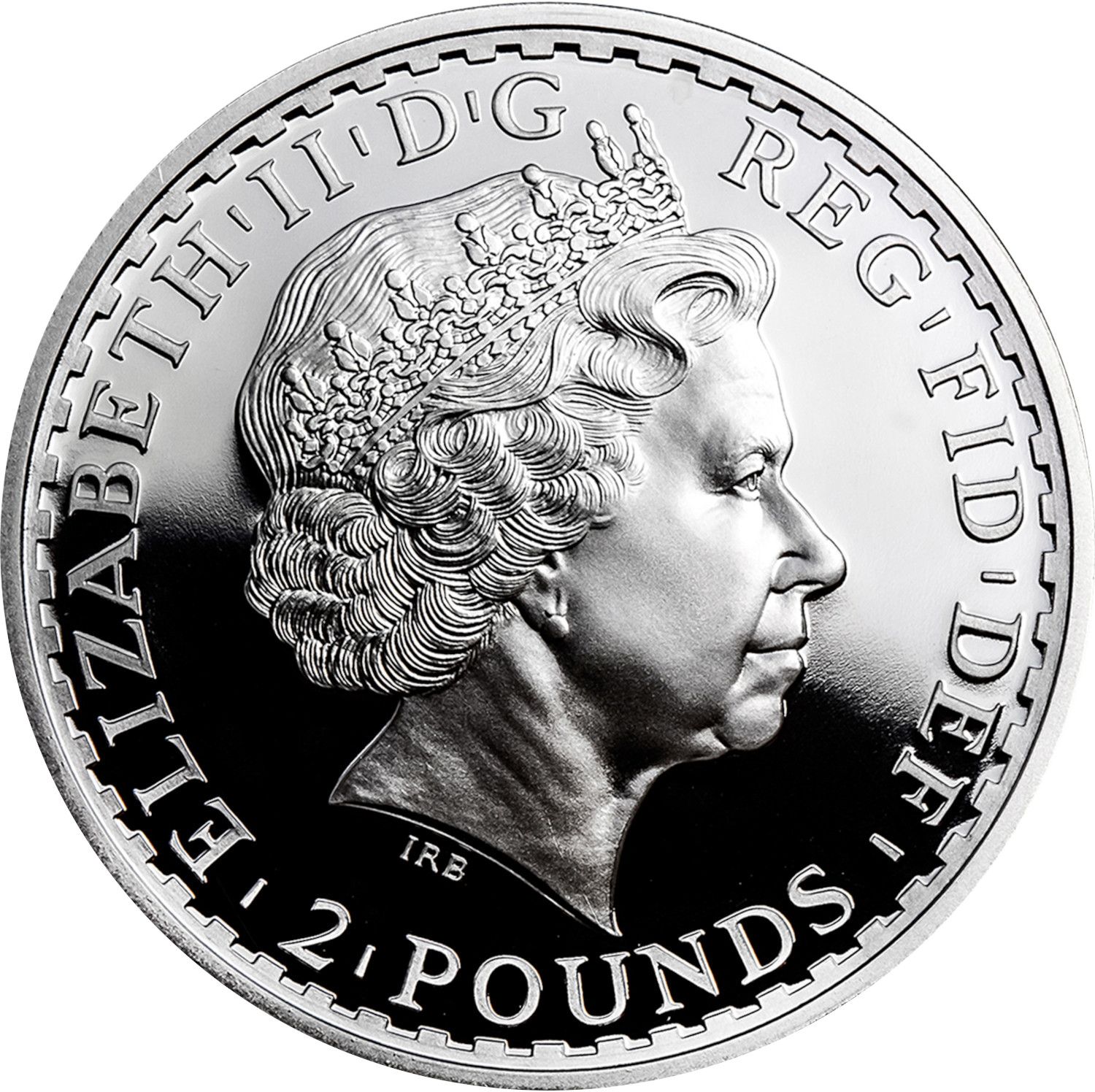 2 Pounds - Elizabeth II 4th portrait; 1 oz Fine Silver (.958) obverse